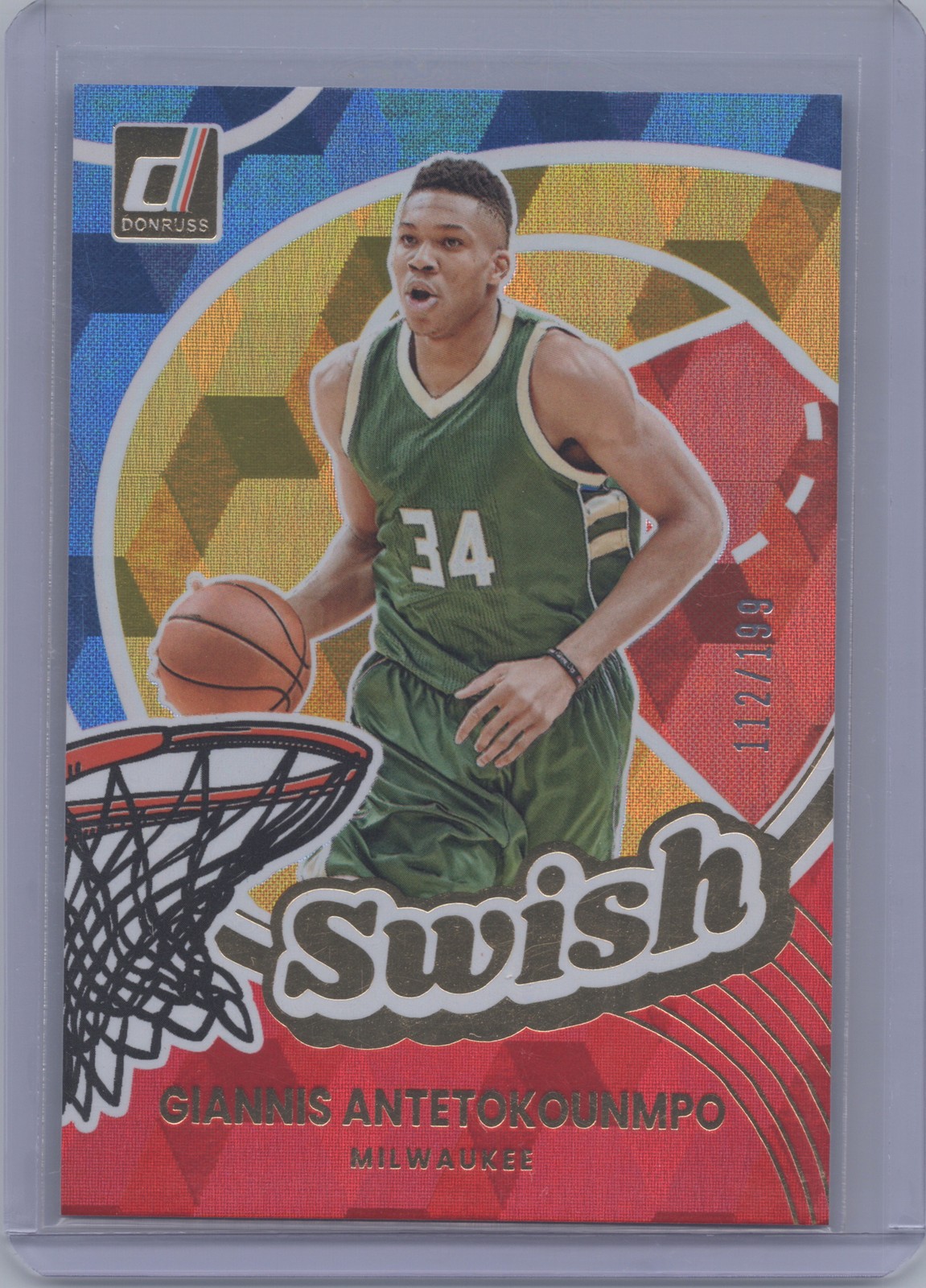 2025-26 Donruss #15 Giannis Antetokounmpo Swish Red Cubic #/199