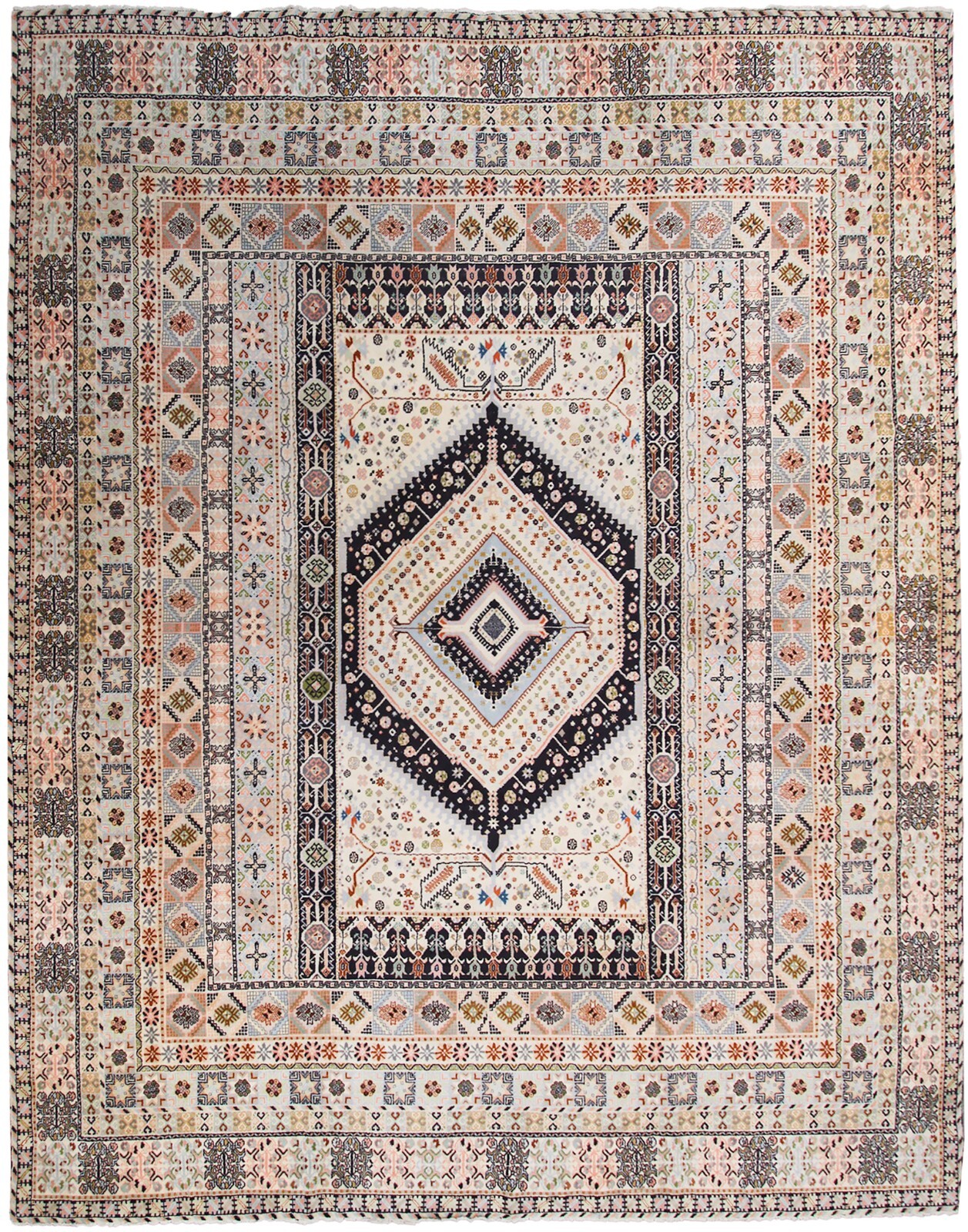 12x15 Vintage Moroccan Geometric Handmade Area Rug Unique Design 361cm x 447cm
