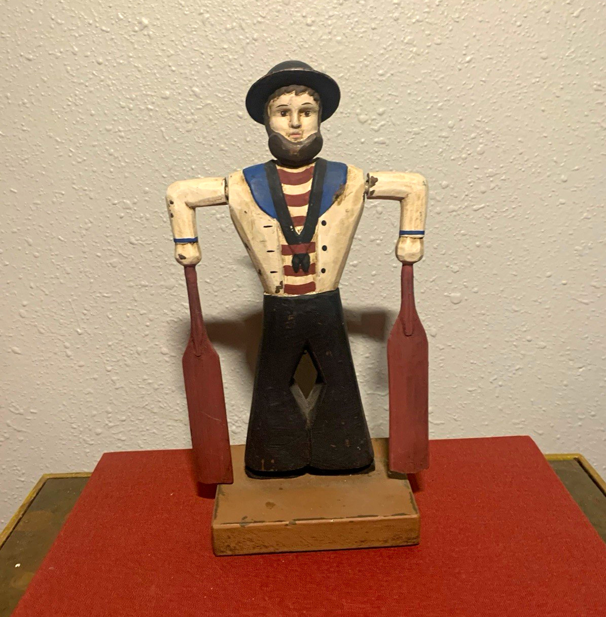 Antique Hand Painted Wooden Sailor Whirlygig w/ Oars Nautical Multicolor Decor Antique Hand Painted Wooden Sailor Whirlygig w/ Oars Nautical Multicolor Decor