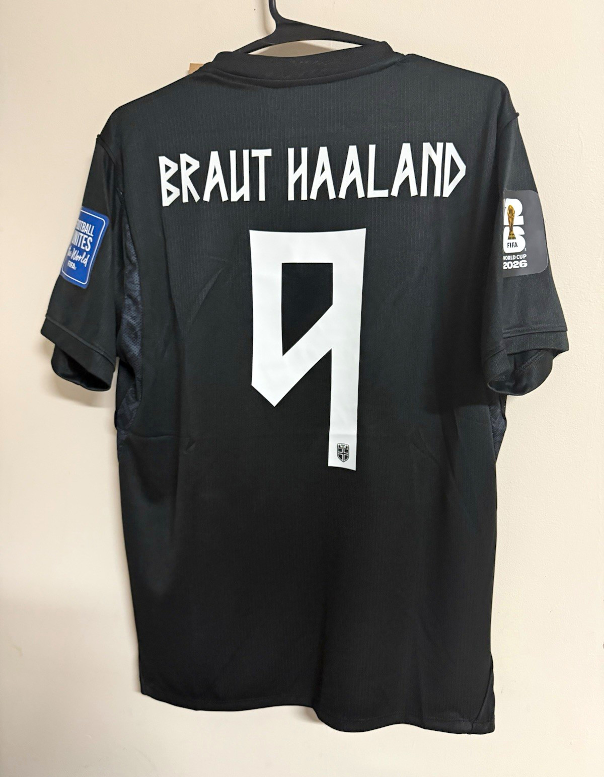 Norway National Team Braut Haaland #9 Men's Soccer Jersey Black Size S