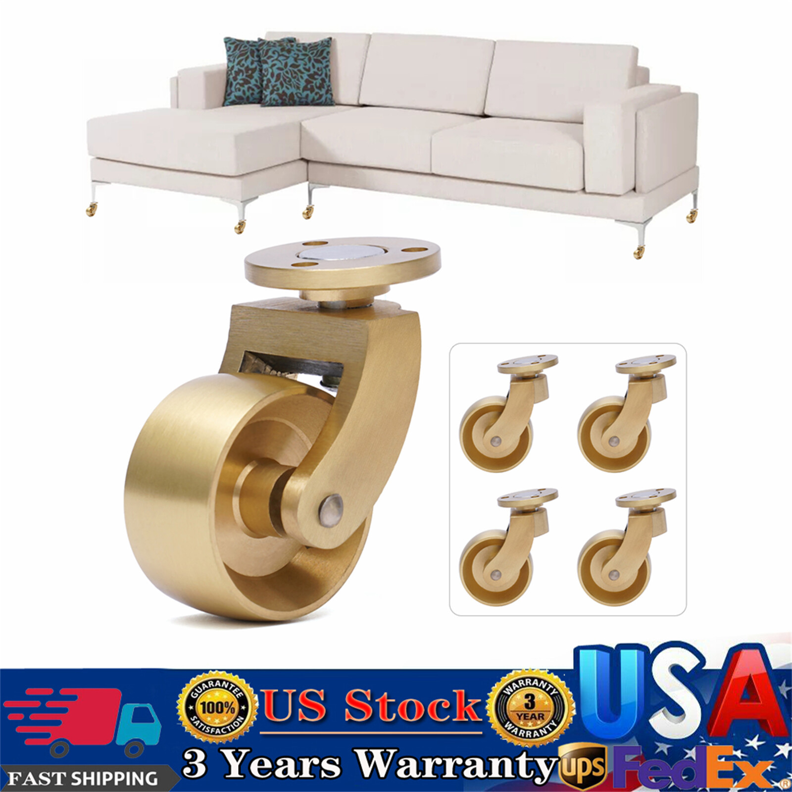 SALE Universal Antique Brass Ball Swivel Wheels Caster for Furnitures Pack of 4