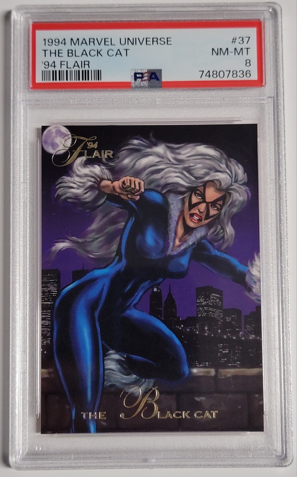 1994 Fleer Flair Marvel Universe #37 The Black Cat PSA 8 Nm-Mt Spider-Man Meets 1994 Fleer Flair Marvel Universe #37 The Black Cat PSA 8 Nm-Mt Spider-Man Meets