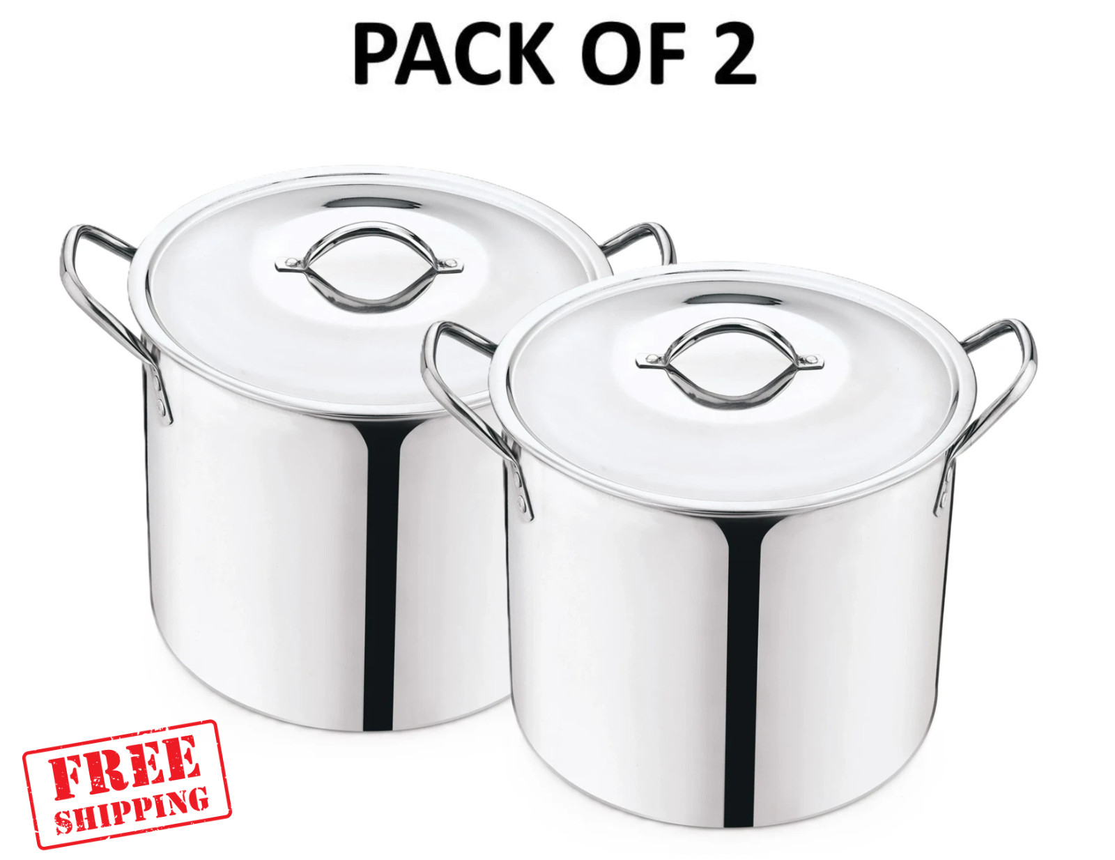 (2 Pack) Mainstays 8-Qt Stainless Steel Stock Pot with Metal Lid (2 Pack) Mainstays 8-Qt Stainless Steel Stock Pot with Metal Lid