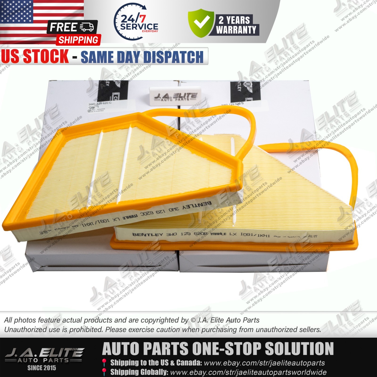 Genuine Left & Right Air Filter fit Bentley Continental Flying Spur GT GTC, 6.0L