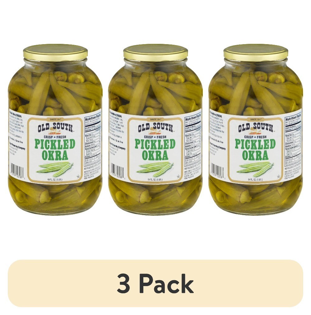 Old South Pickled Okra, Shelf Stable, 64 oz Jar, 3 Pack