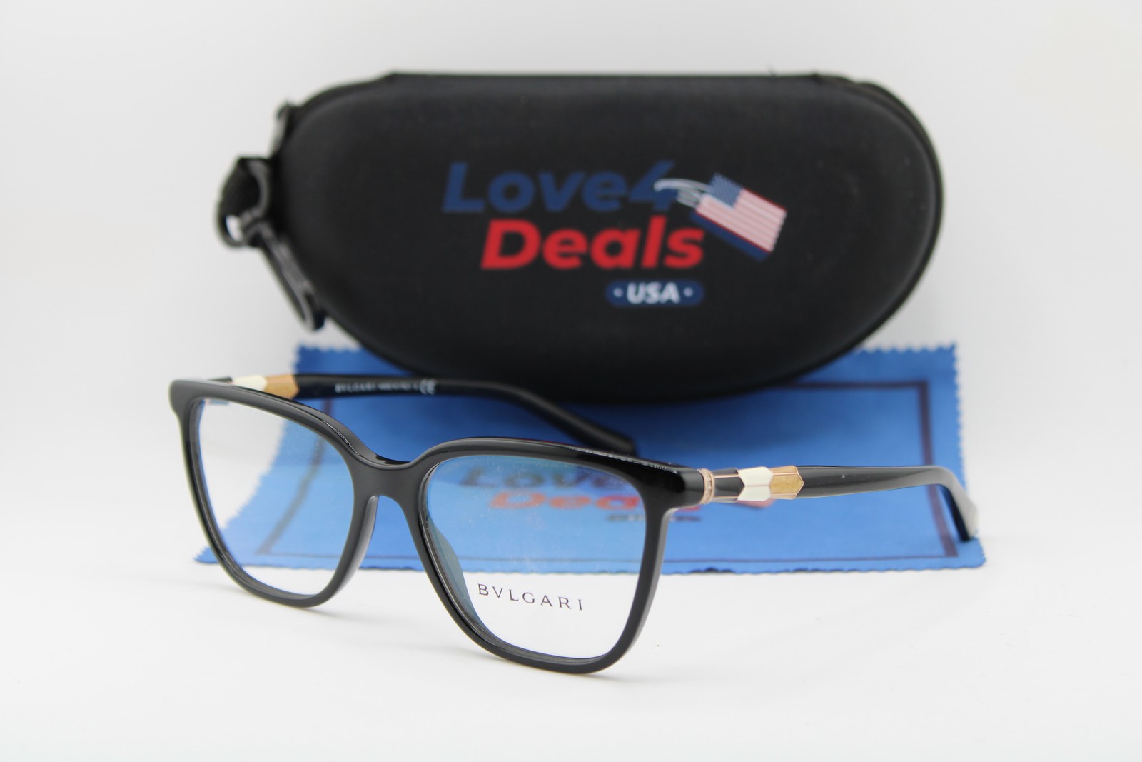 NEW BVLGARI BV 4184-B 501 BLACK GOLD WHITE AUTHENTIC EYEGLASSES 52-16