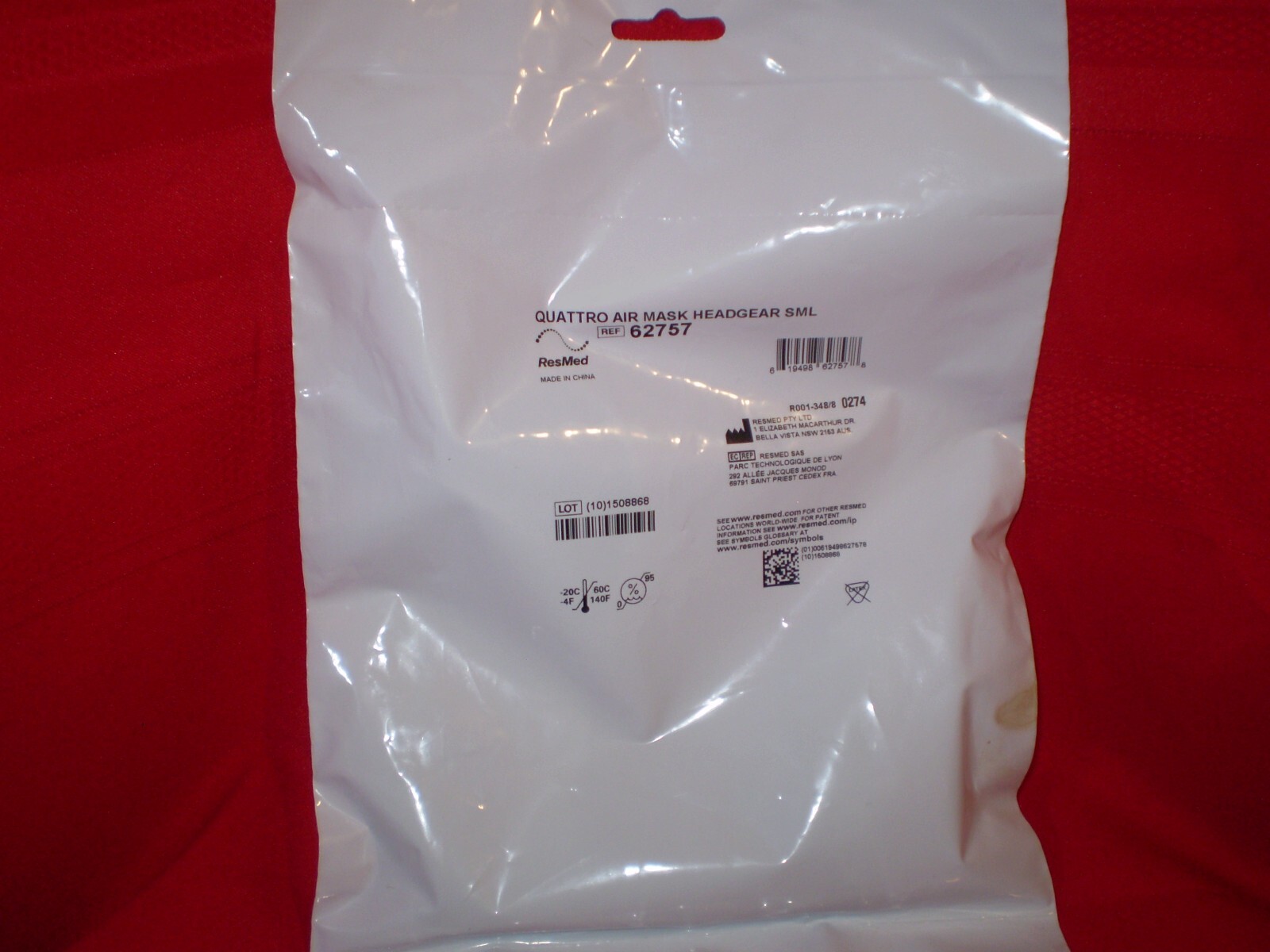 ResMed 62757 Quattro Air Mask Headgear Size SMALL  NEW/SEALED.