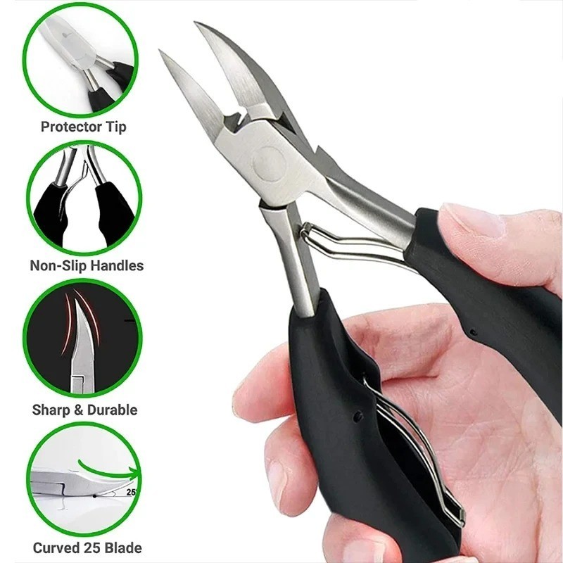 Professional Stainless Steel Toenail Clippers Heavy Duty Curved Nail Cutter Plie