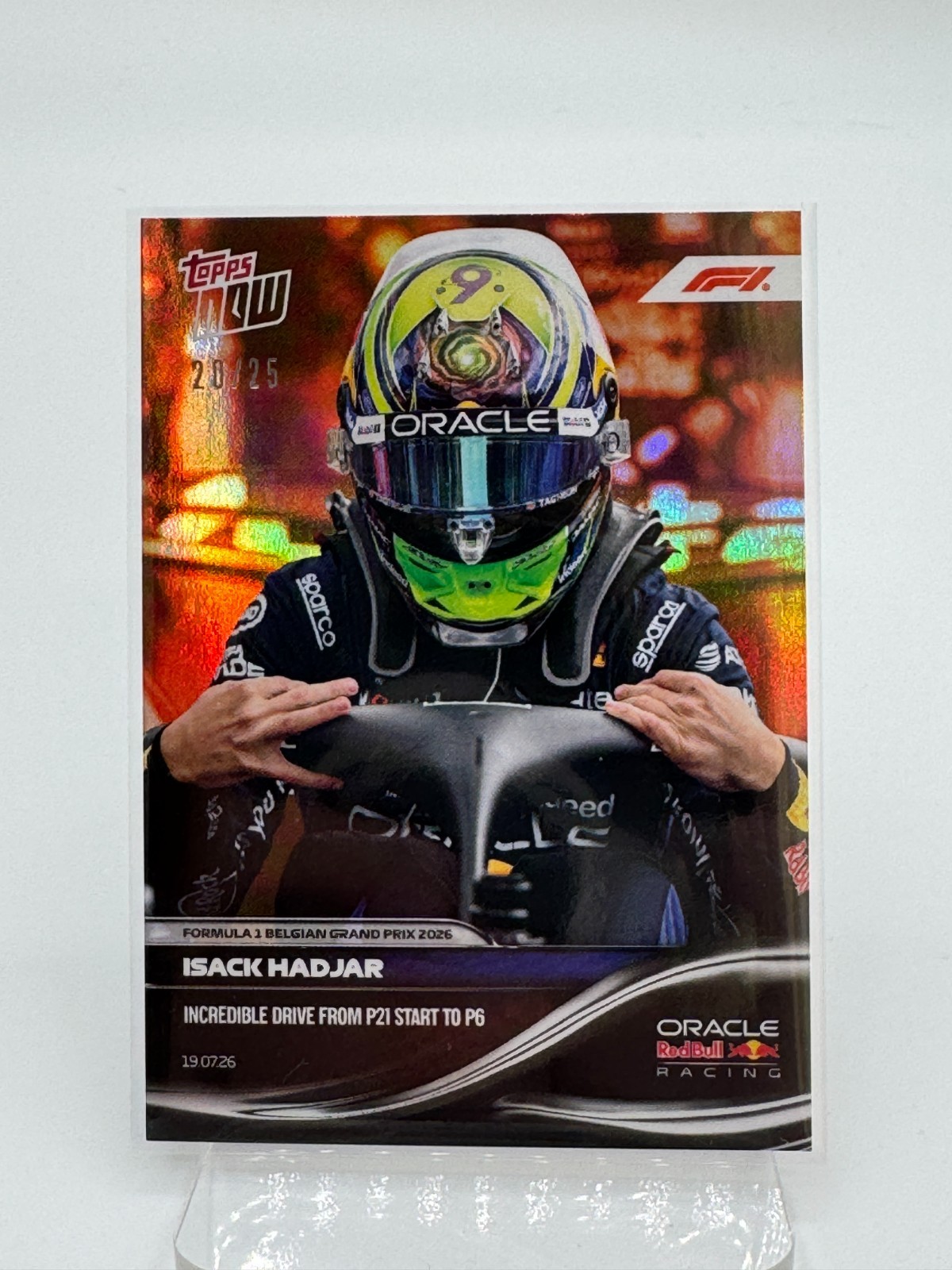 eBay Title:  2026 Topps NOW F1 #050 Isack Hadjar Red Bull Orange Foil 20/25