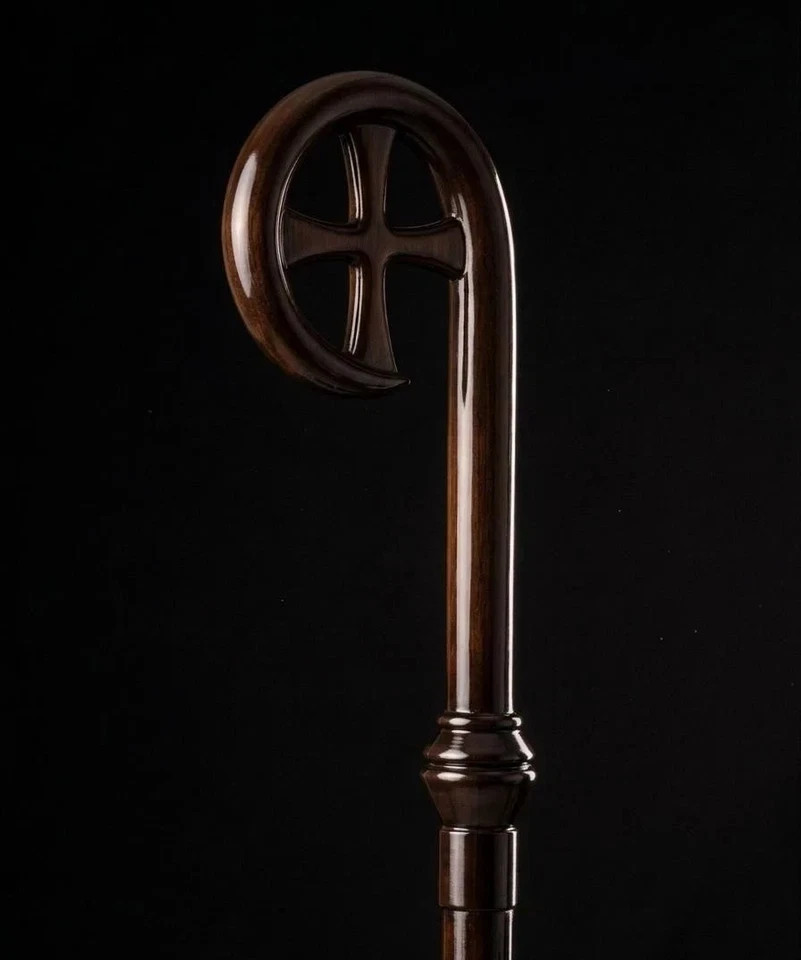 Wooden Bishop Crozier Carved Lamb of God Clergy Pastoral Staff 72