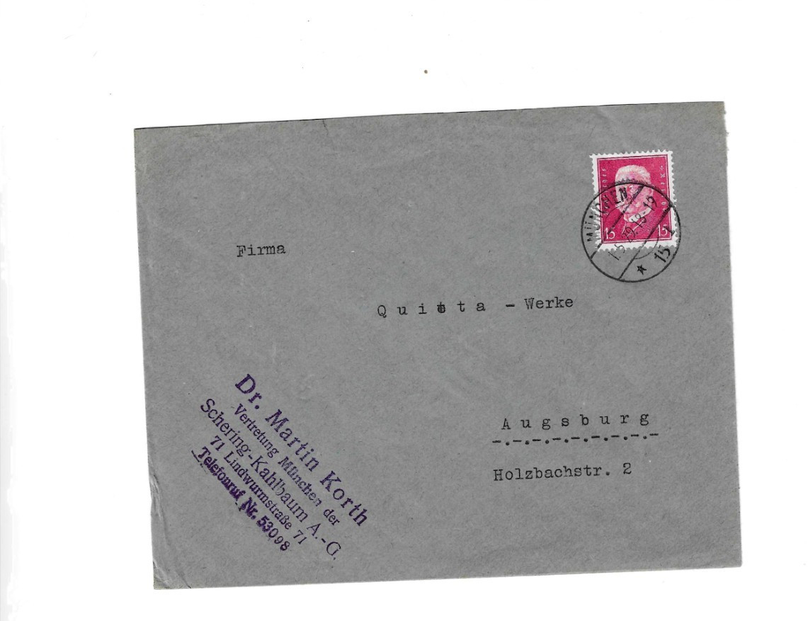 GERMANY 1929 Cover sent from Munchen to Augsburg
