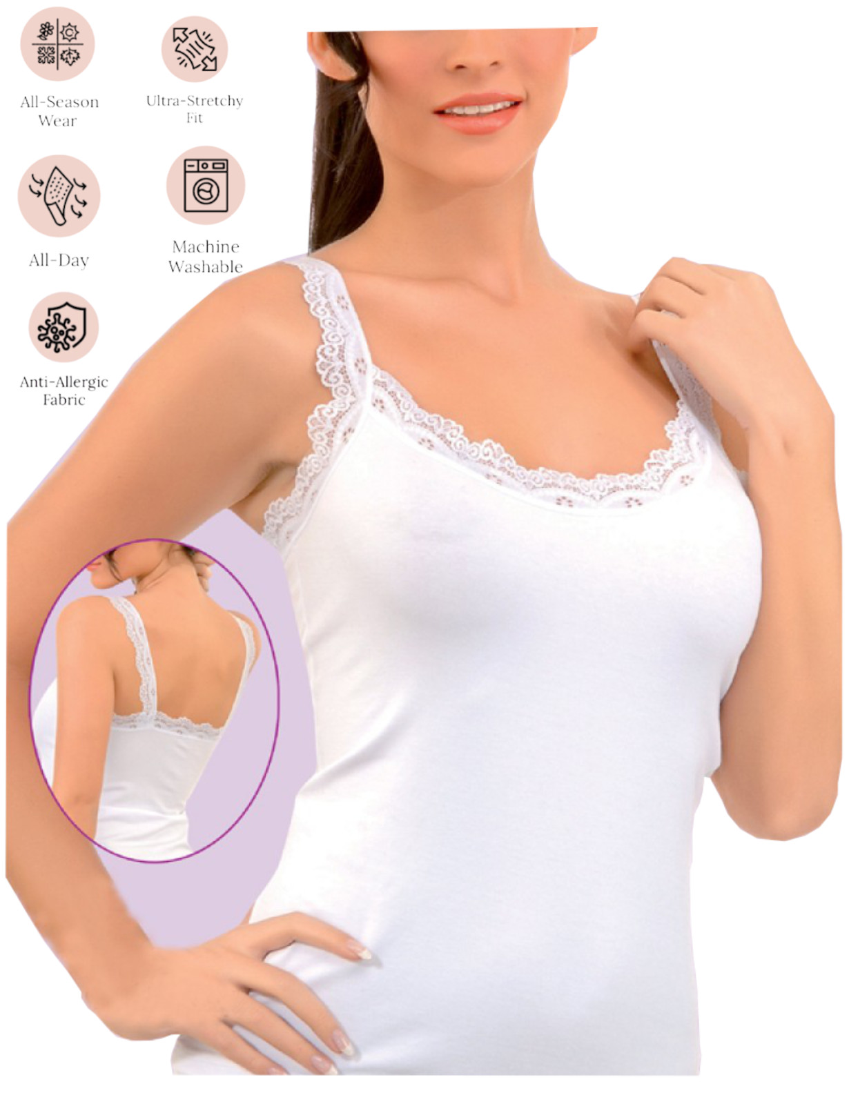 Wome\'s Tank Top Camisole with Lovely Lace Trim Style Soft Sexy Sport Yoga