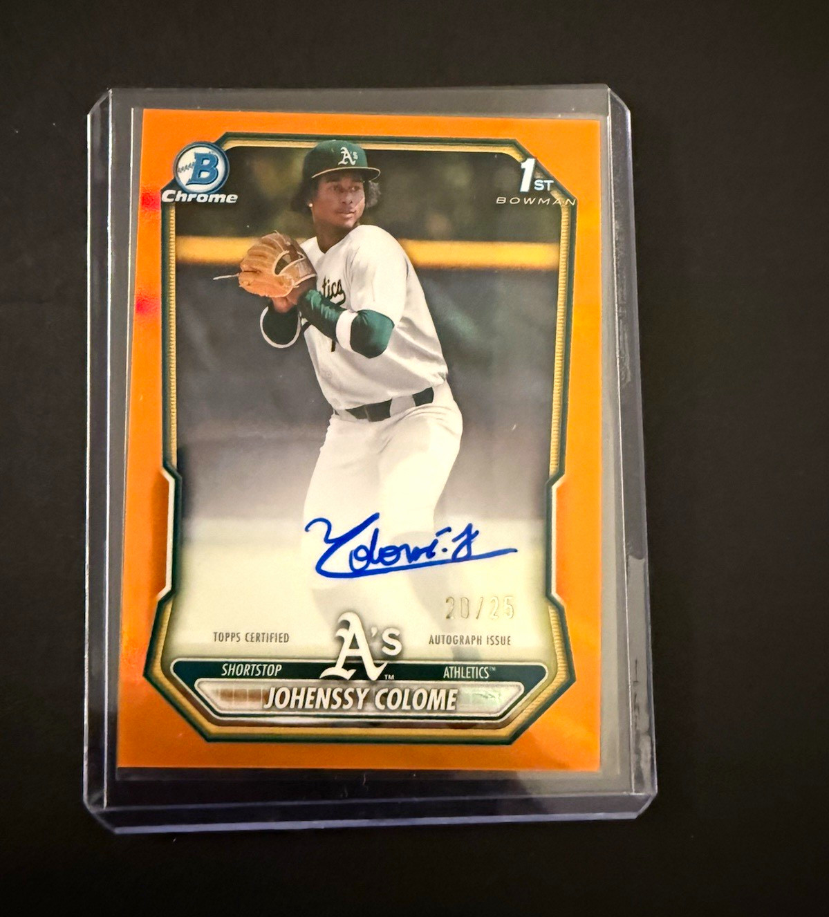 2026 Bowman Chrome Johenssy Colome 1st bowman True Orange /25 Auto #CPA-JC A\'s