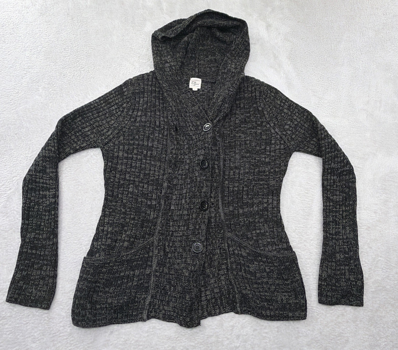 Effeci Woman’s Double Breast Long Sleeve Hooded Sweater/ Cardigan Size Large Effeci Woman’s Double Breast Long Sleeve Hooded Sweater/ Cardigan Size Large