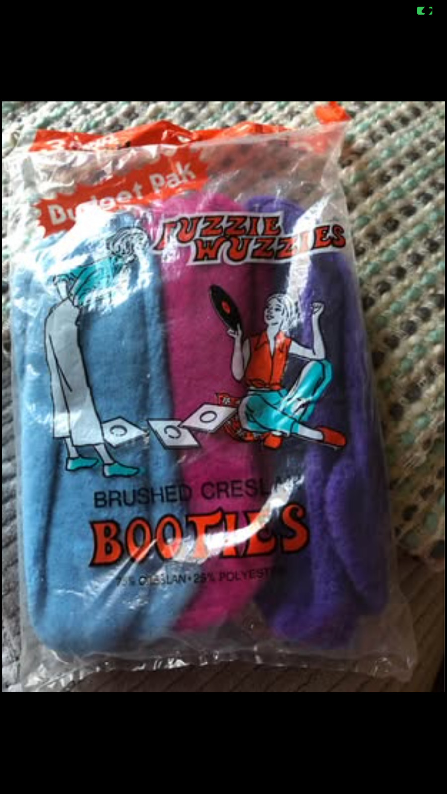 Vtg 60s 70s Fuzzie Wuzzies Booties Slippers Socks 3 Pack NOS Deadstock