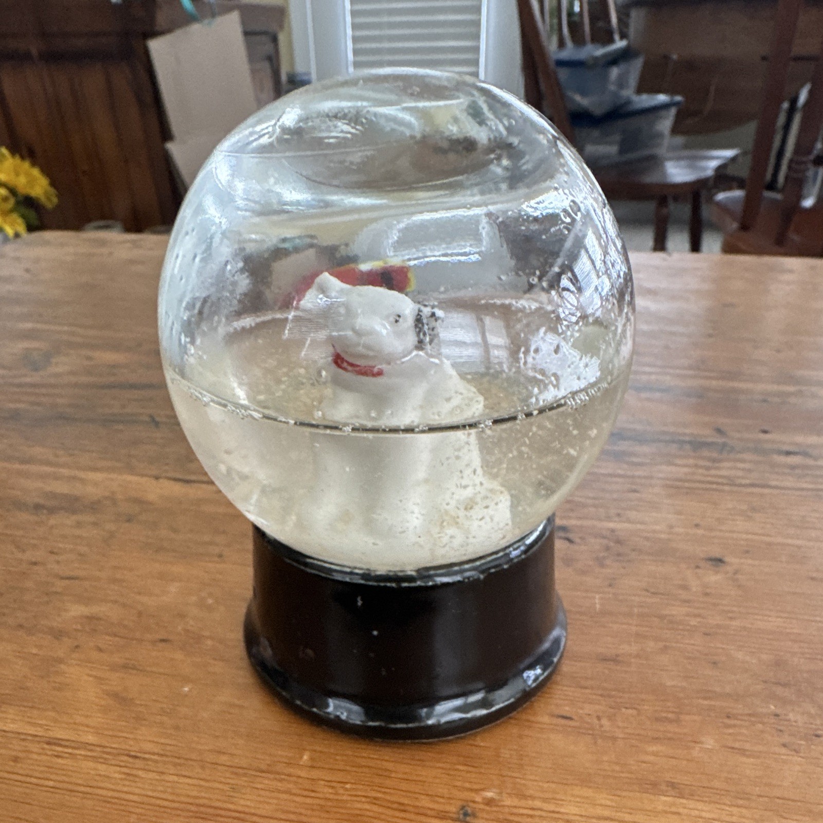 Rare VTG  1940s Atlas Crystal Works RCA Nipper Dog Advertising Glass Snow Globe