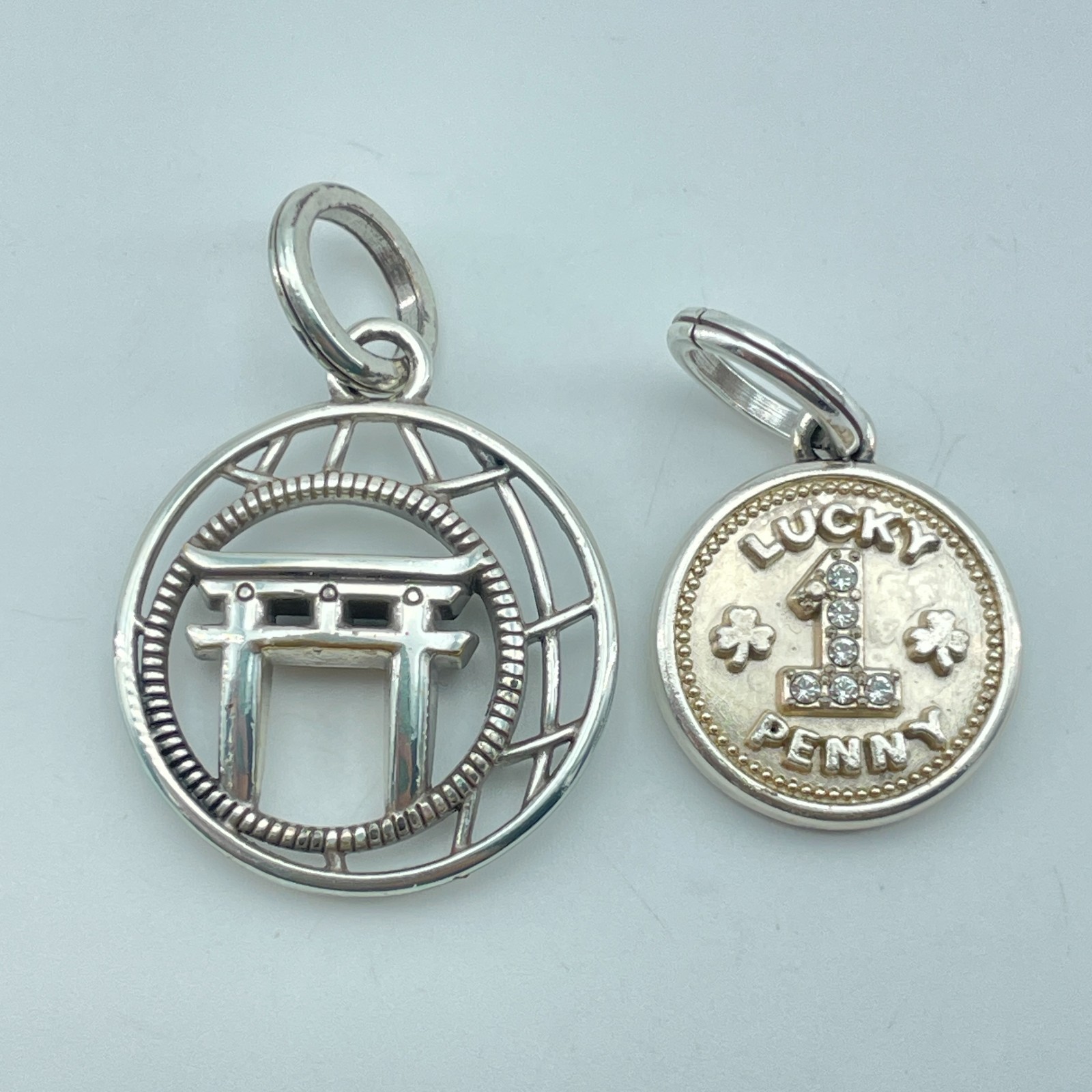 BRIGHTON Silver Charm Set Lucky Penny Gate Design Crystal Accents Taiwan NEW