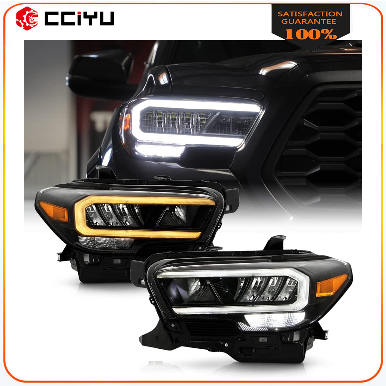 2Pcs Pair Full LED Headlights w/Bulbs For 2020-2023 Toyota Tacoma Limited TRD