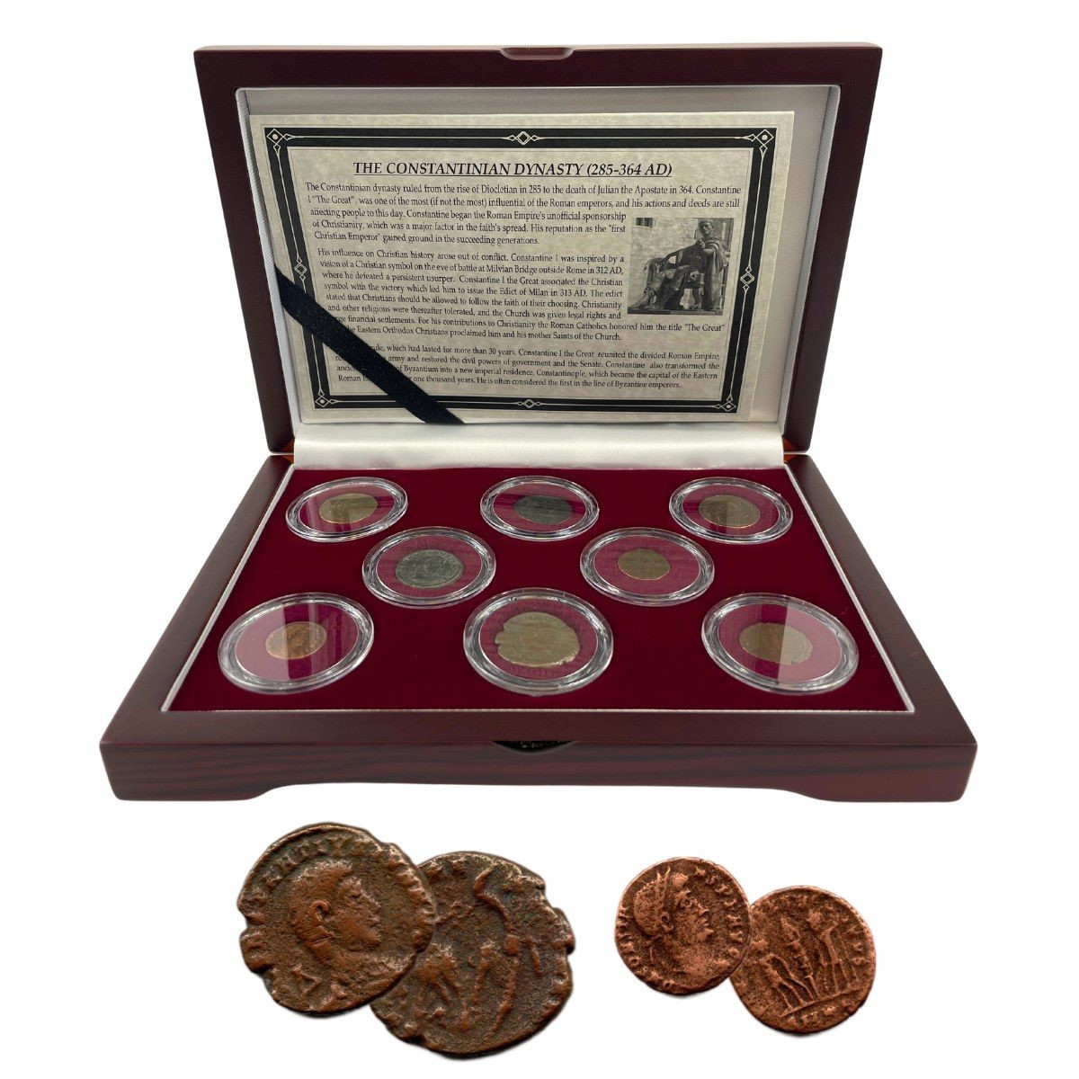 Set of 8 Constantine Dynasty Bronze Coins Roman Collection