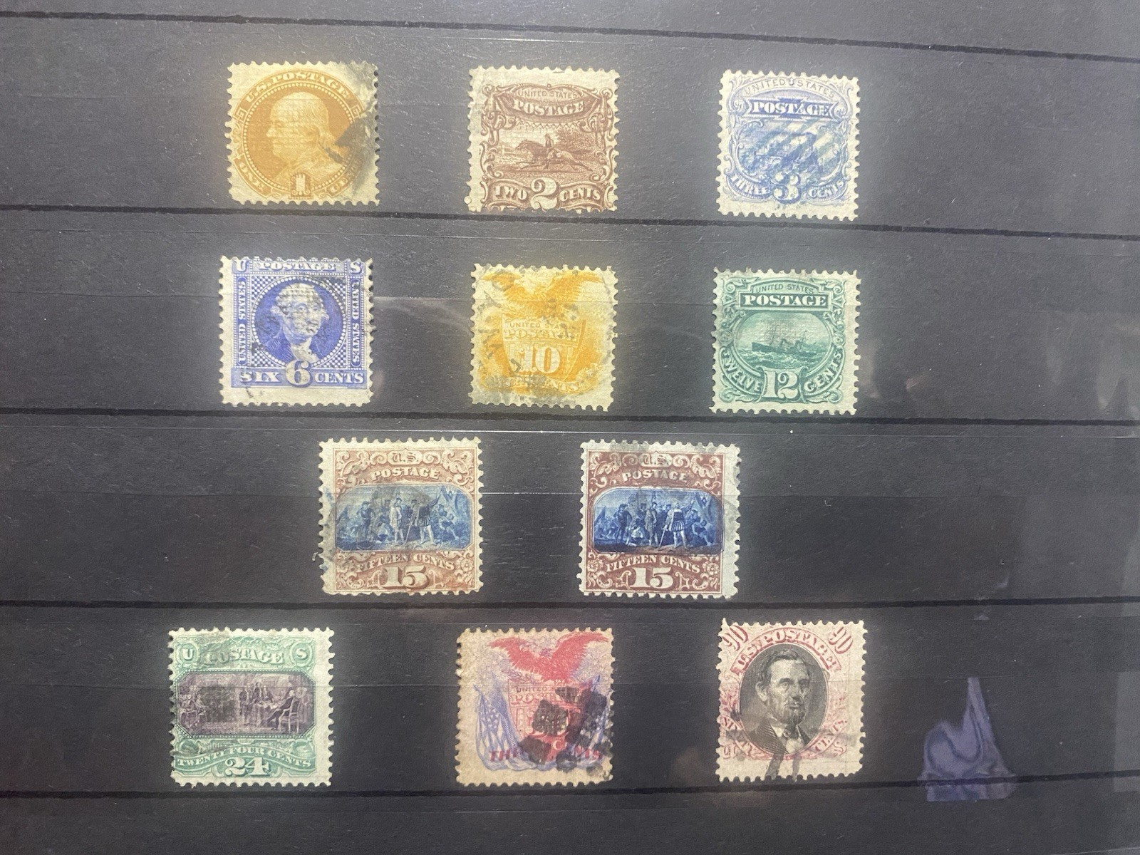 US 1869 Pictorial Stamps G Grills Complete Set 112-122