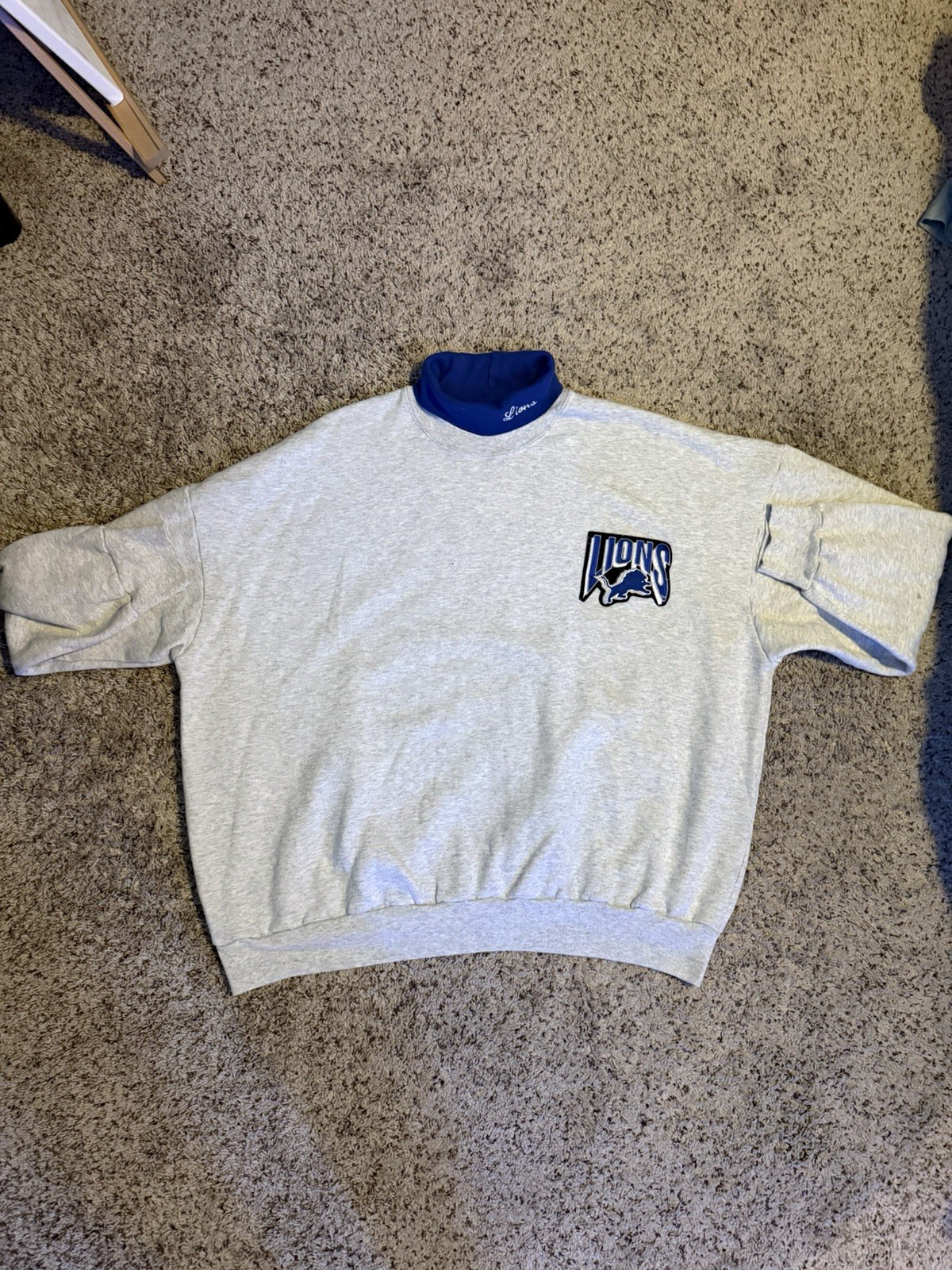 Rare 90’s Majestic Detroit Lions NFL Football Mock Neck Pullover Sweatshirt 3X Rare 90’s Majestic Detroit Lions NFL Football Mock Neck Pullover Sweatshirt 3X