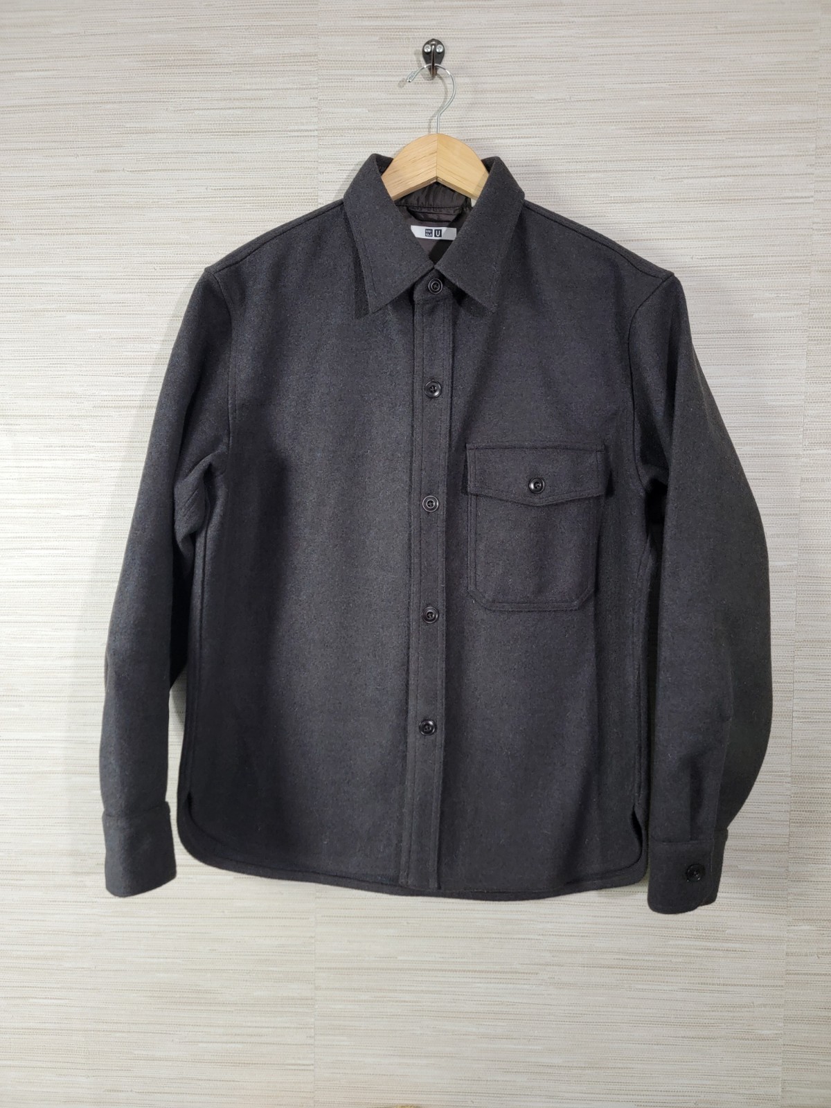 Uniqlo Men’s Shirt Jacket Medium Gray Wool Blend Button Front Shacket
