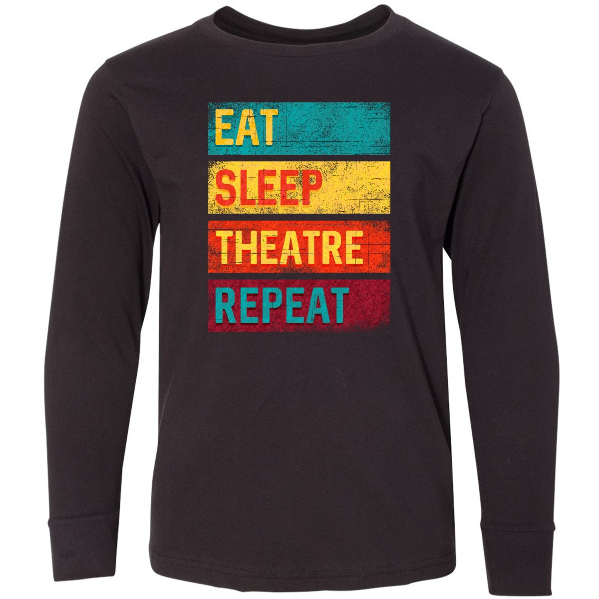 Inktastic Eat Sleep Theatre Repeat Drama Gift For Youth Long Sleeve T-Shirt Tee