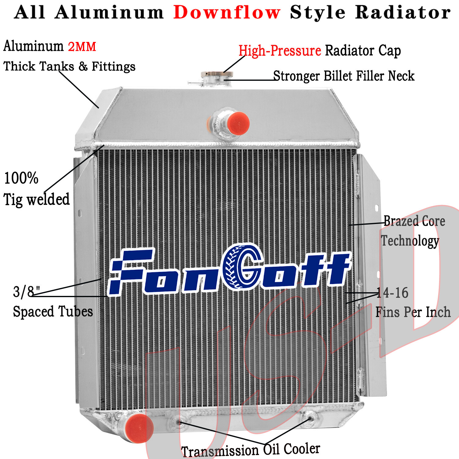 3 Row Aluminum Radiator Fit 1941-1949 1945 International Harvester Trucks PRO