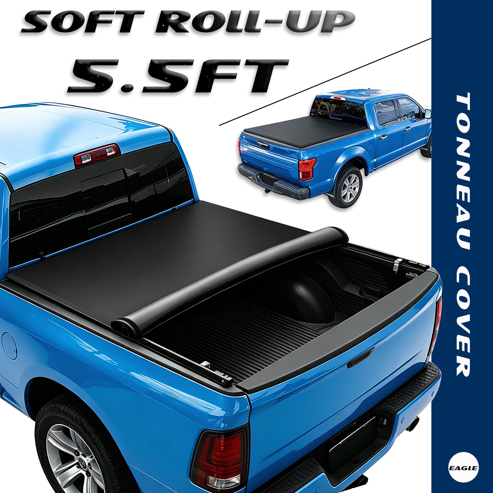 5.5FT Tonneau Cover Soft Roll-up FIT 2004-2026 Ford F-150 Truck Bed Cover