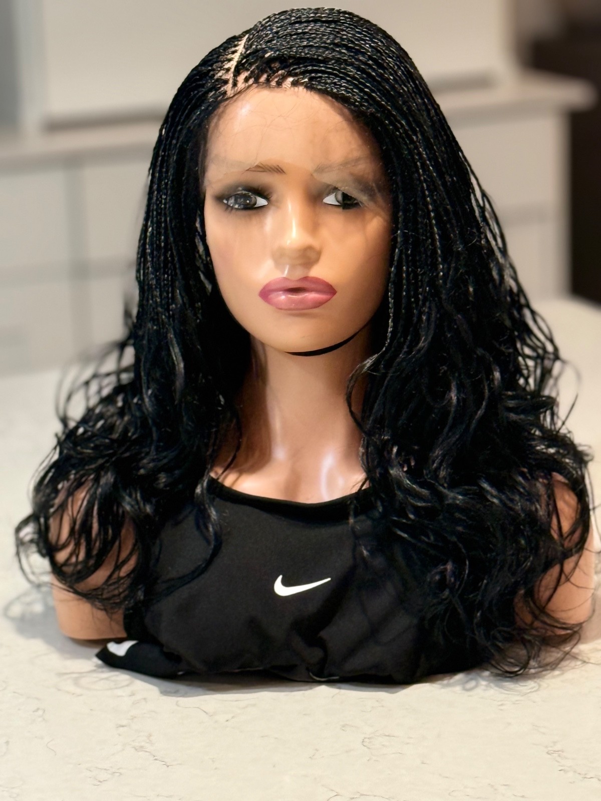 Braided French curls wig. Three tone wavy wig. Made on a full lace wig. 18”long.