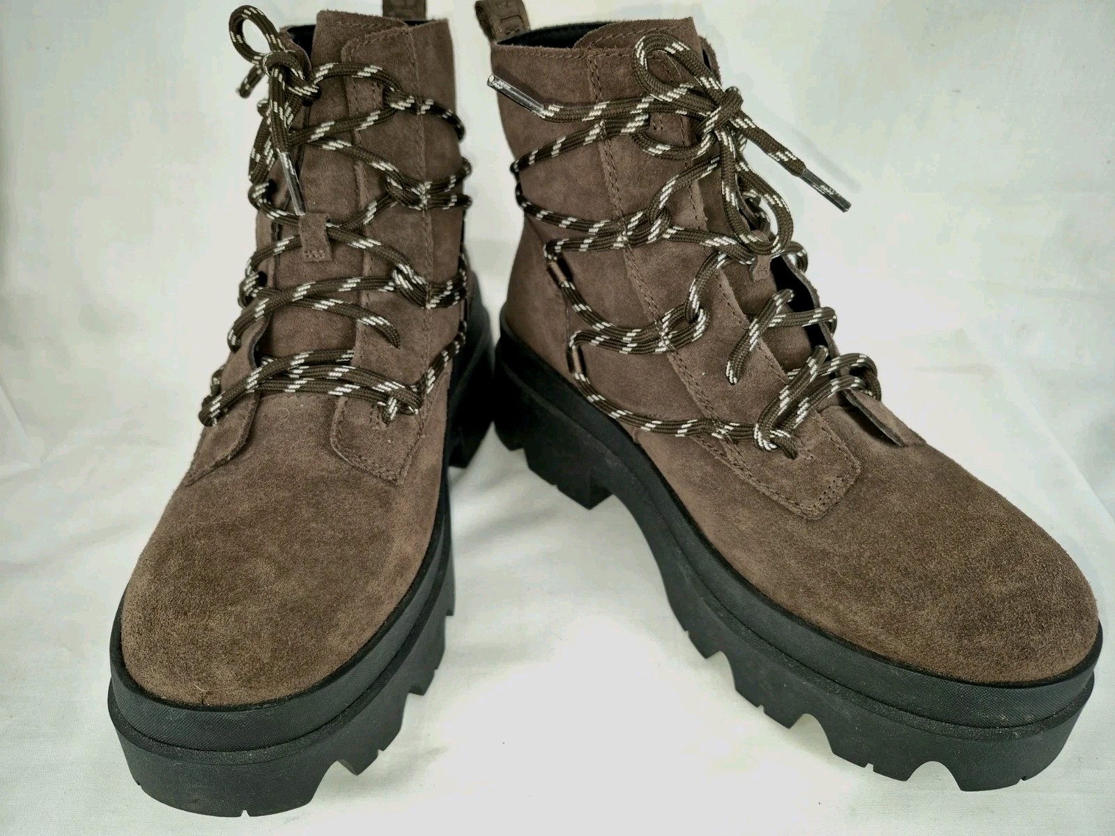UGG WOMEN\'S BRISBANE BROWN SUEDE LACE UP PLATFORM  WATERPROOF BOOTS SZ 11