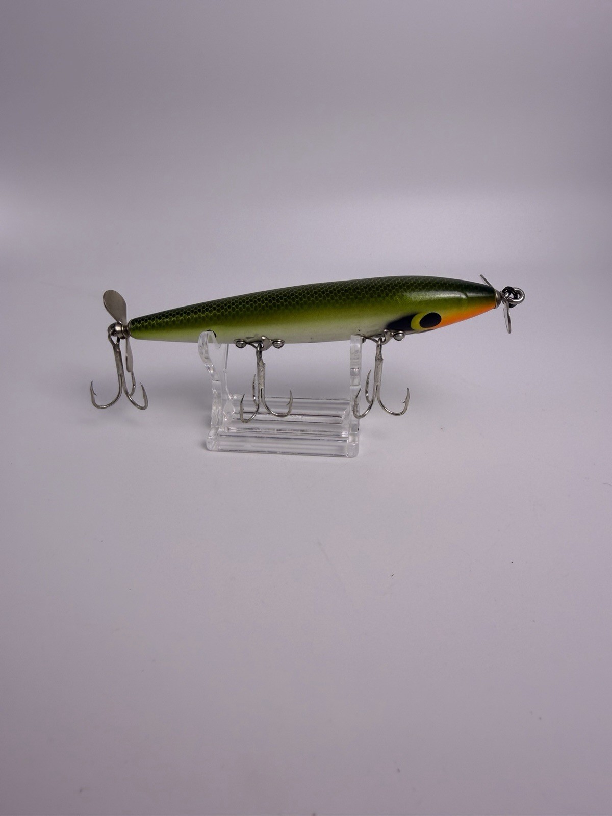 Vintage 1950s Smithwick Devil’s Horse 4.5” Wood Fishing Lure Green Scale 2 Prop