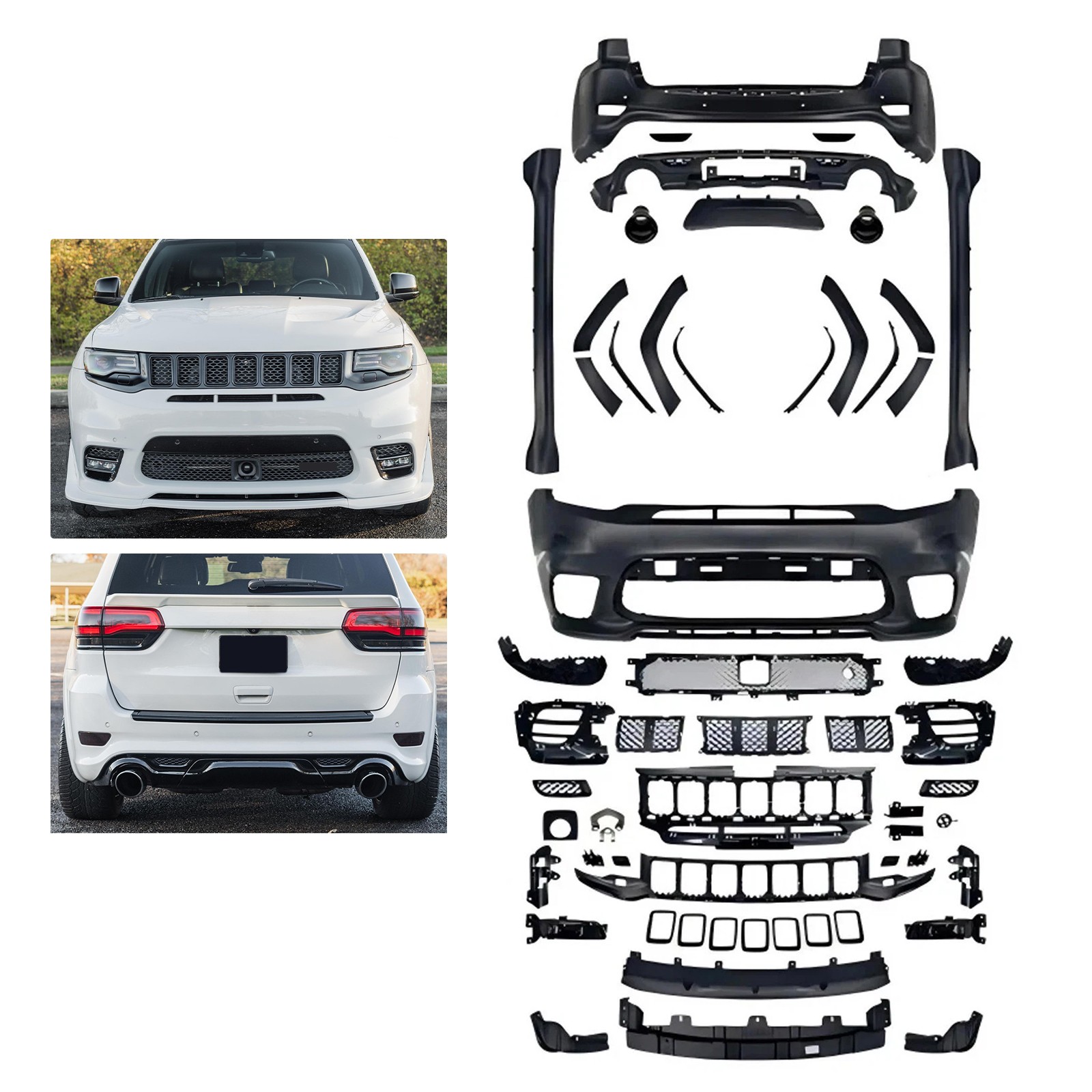 For 2014-2020 Jeep Grand Cherokee SRT Style Full Bumper Body Kit With Side Skirt