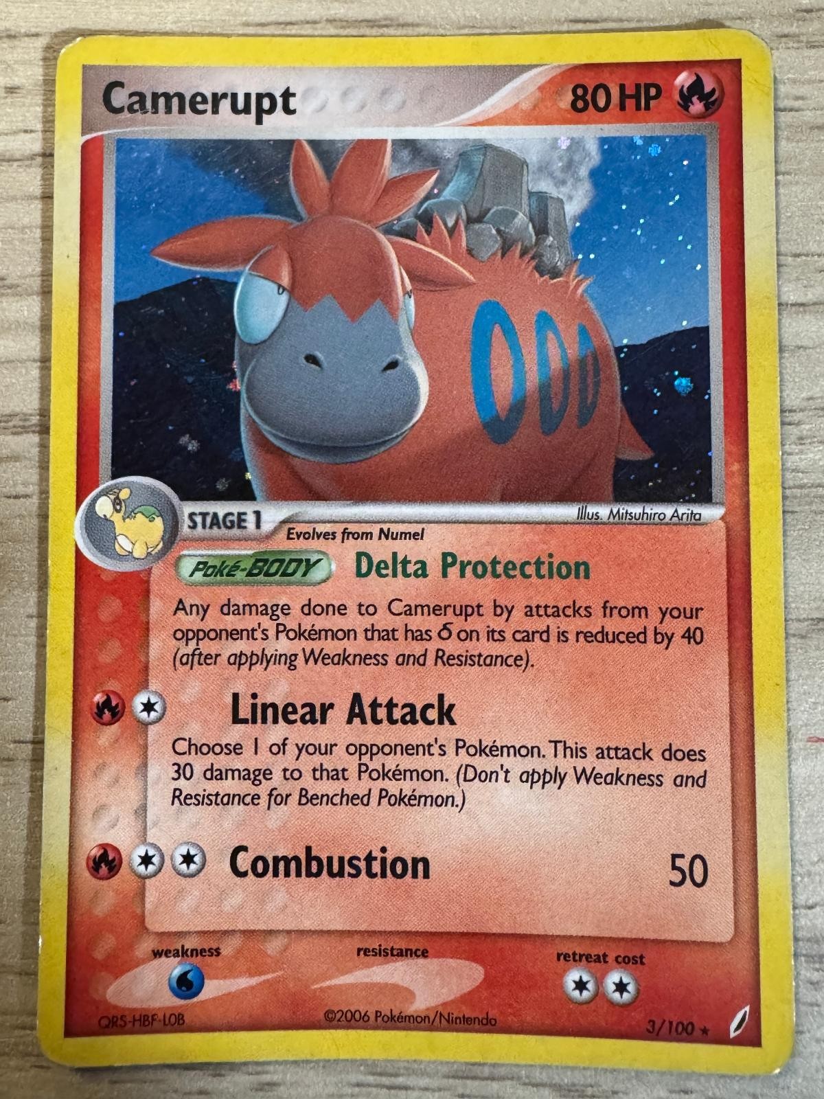 Camerupt 3/100 Holo Rare Crystal Guardians Pokemon Moderately Played