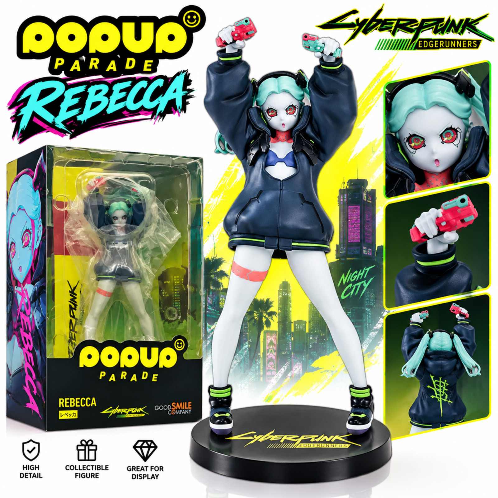 Cyberpunk Edgerunners Figure The Gun Rebecca Anime Figure W/ BOX