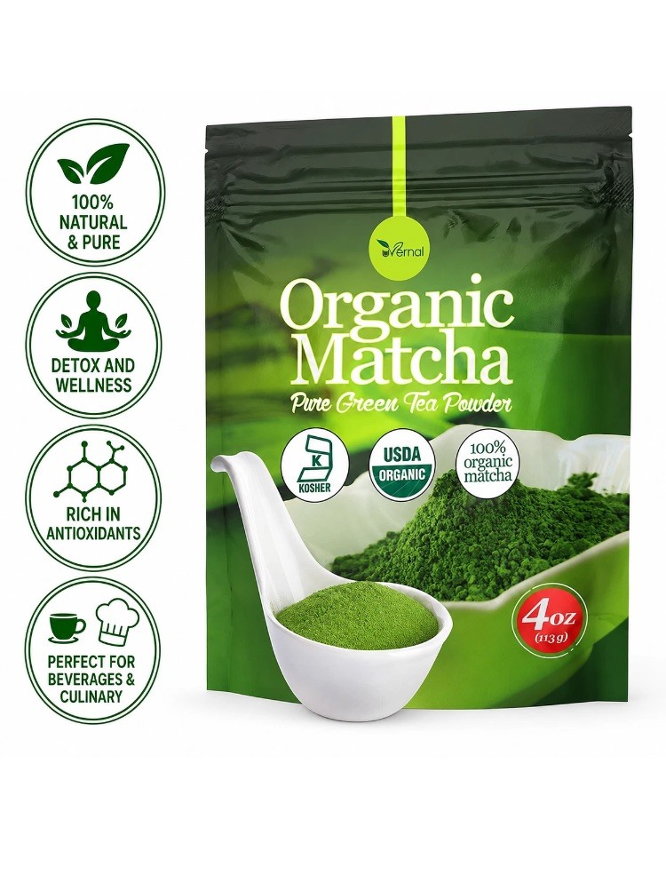 Matcha Green Tea Powder 4oz Organic 100% Pure Culinary Grade For Latte & Baking