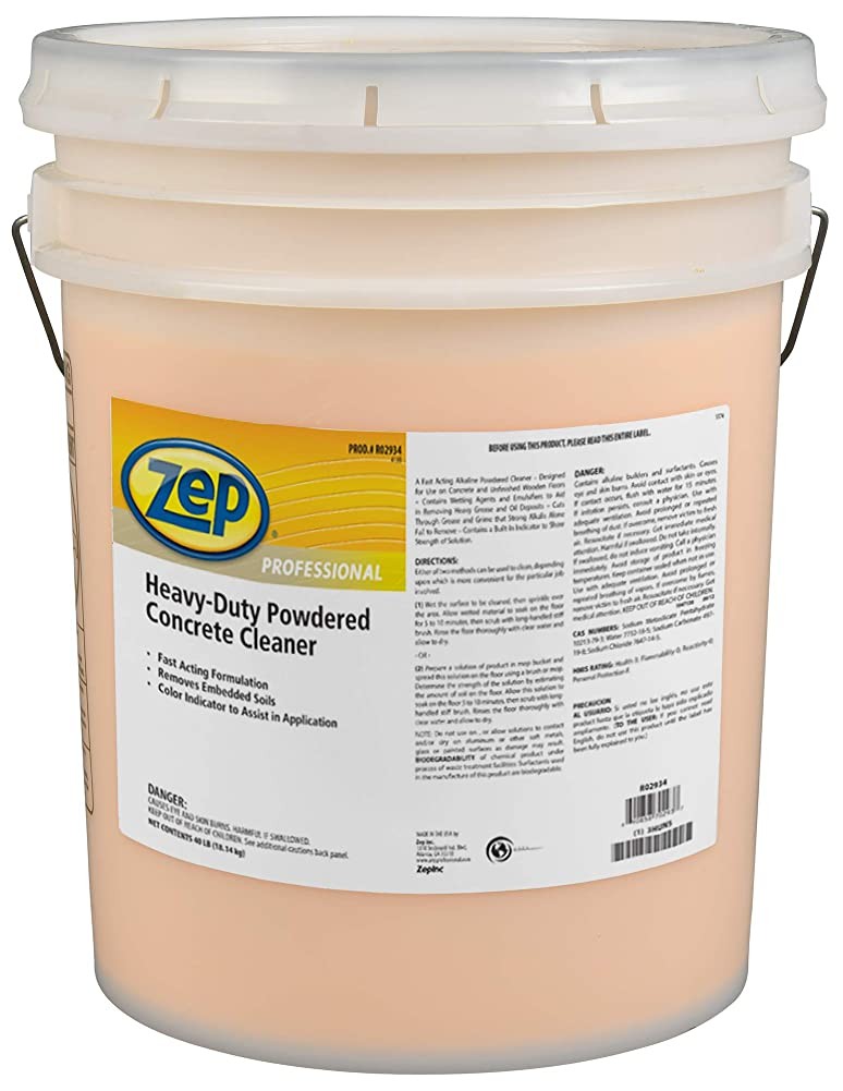 Zep Professional Heavy-Duty Powdered Concrete Cleaner - 40 LB Bucket (1 Unit)
