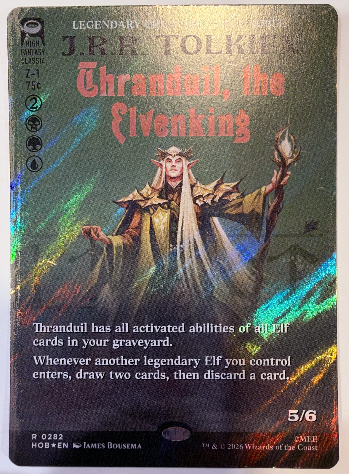 Thranduil the Elven King Borderless Surge Foil The Hobbit Book Cover MTG NM HOB Thranduil the Elven King Borderless Surge Foil The Hobbit Book Cover MTG NM HOB