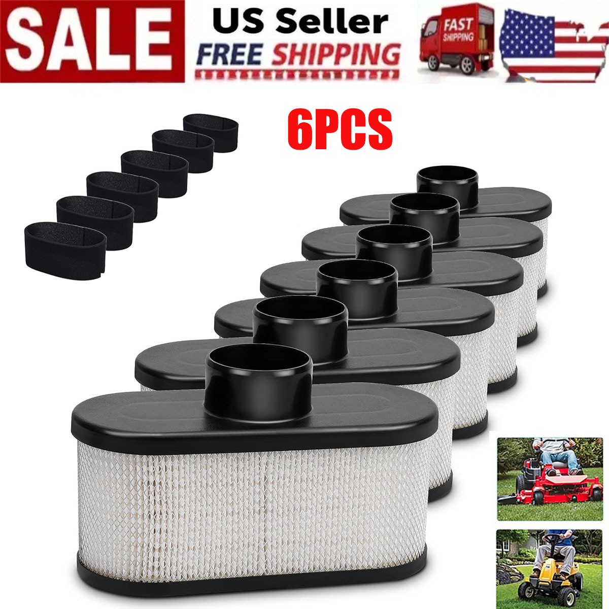 6 PCS 11013-0752 Air Filter for Kawasaki FR691V FR651V with 11013-7046 Pre Filt