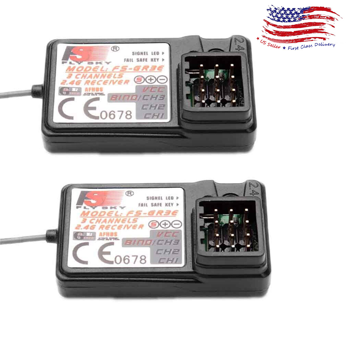 2 PCS RC Flysky 2.4G 3CH FS-GR3E GR3E Receiver for FS GT3B GT2 GT3C Transmitter