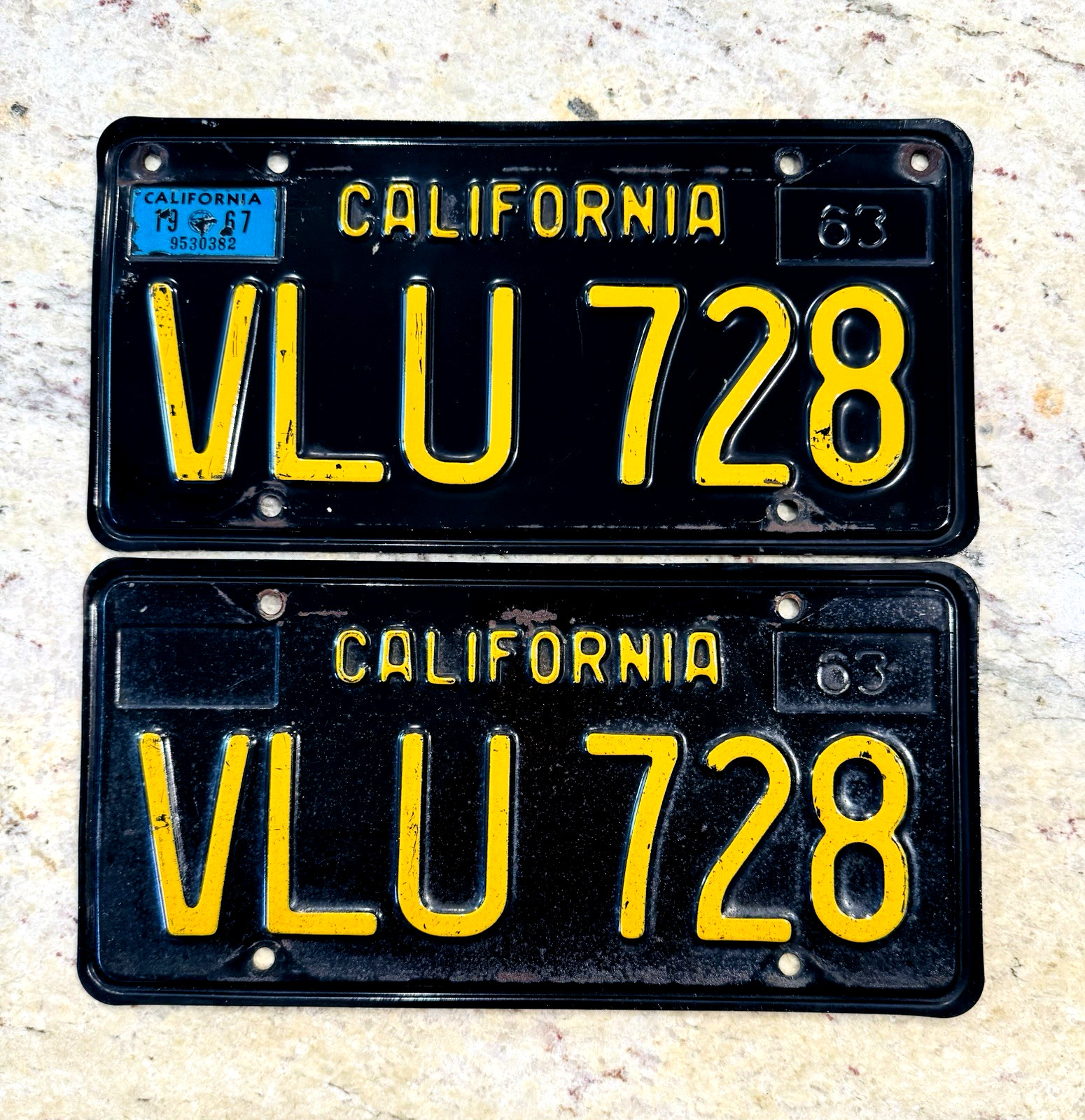 1963 California License Plates 1967 Camaro 1967 Mustang 1967 Validation DMV Ok 