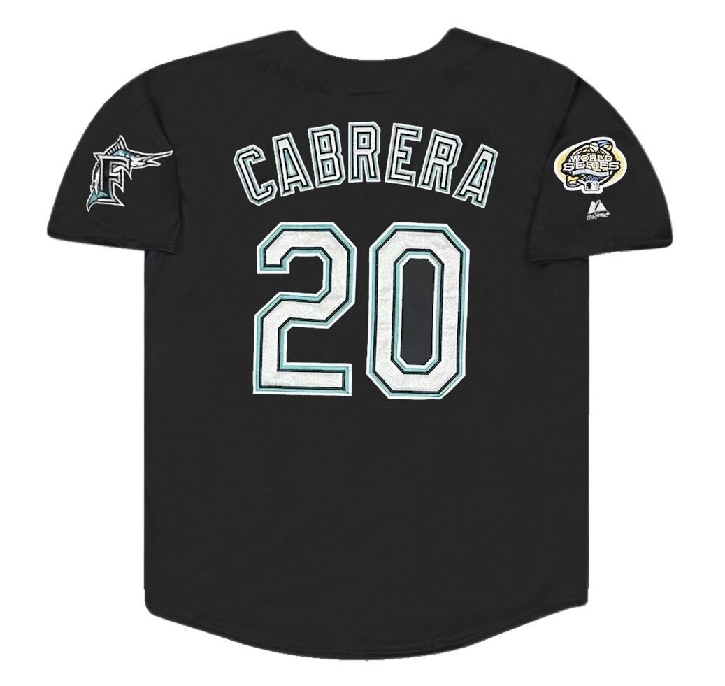 Miguel Cabrera 2003 Florida Marlins Alt Black World Series Jersey Men\'s Large