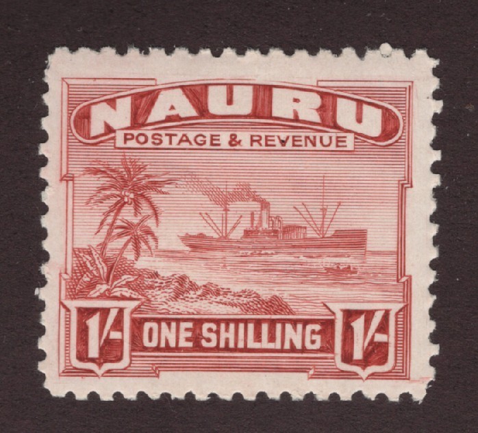 1924 Nauru Sc# 27 - 1sh - Palm Trees & Cargo Ship Pictorial - MH Est$16.50