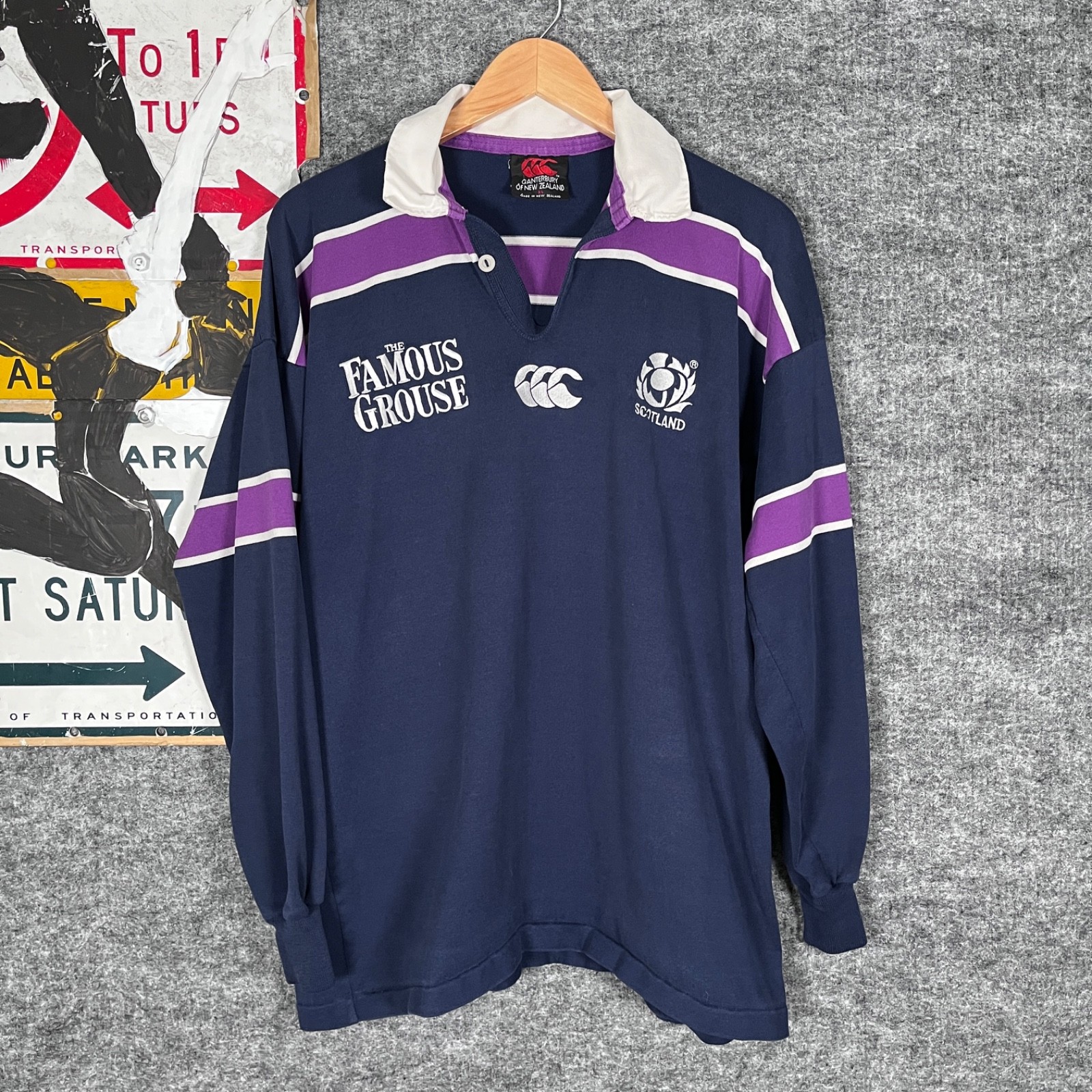 SCOTLAND RUGBY UNION JERSEY THE FAMOUS GROUSE CANTERBURY LONG SLEEVE SHIRT XL