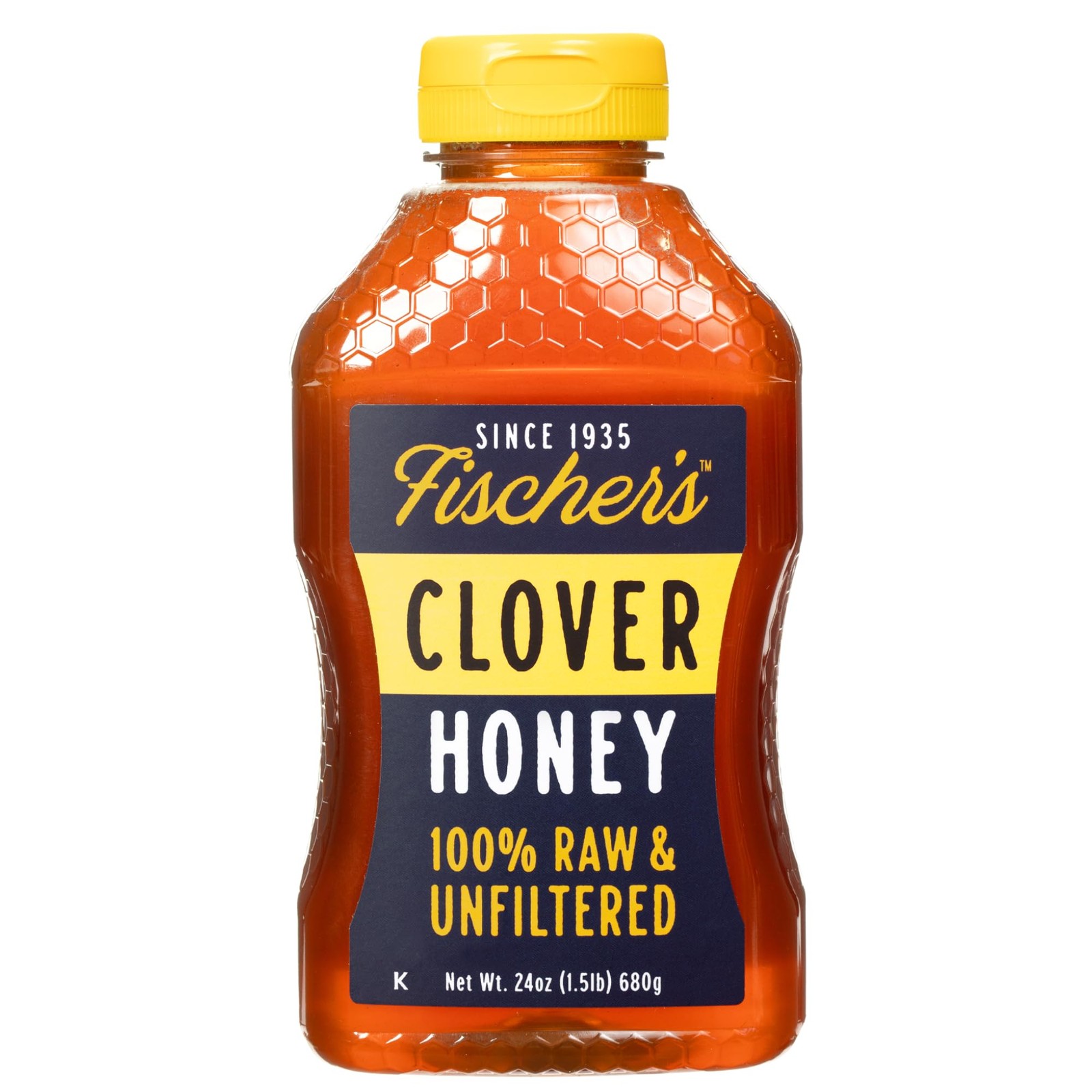 Fischer's 100% Pure Clover Honey – Unfiltered Raw Honey, 24 Ounce (Pack of 1)