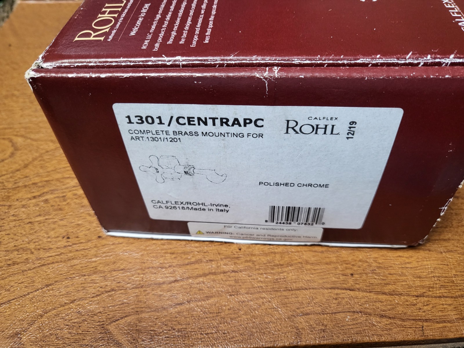 Rohl 1301/CENTRA Complete Brass Mounting with Lever Polished Chrome 