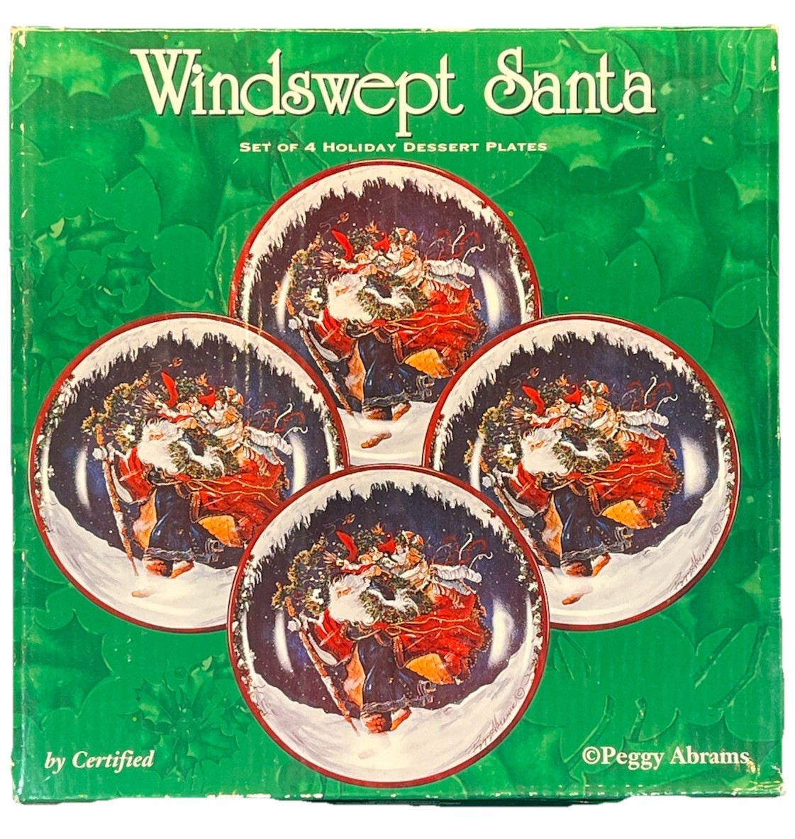 VTG Windswept Santa Dessert Plates 8” Set Of 4 New VTG Windswept Santa Dessert Plates 8” Set Of 4 New