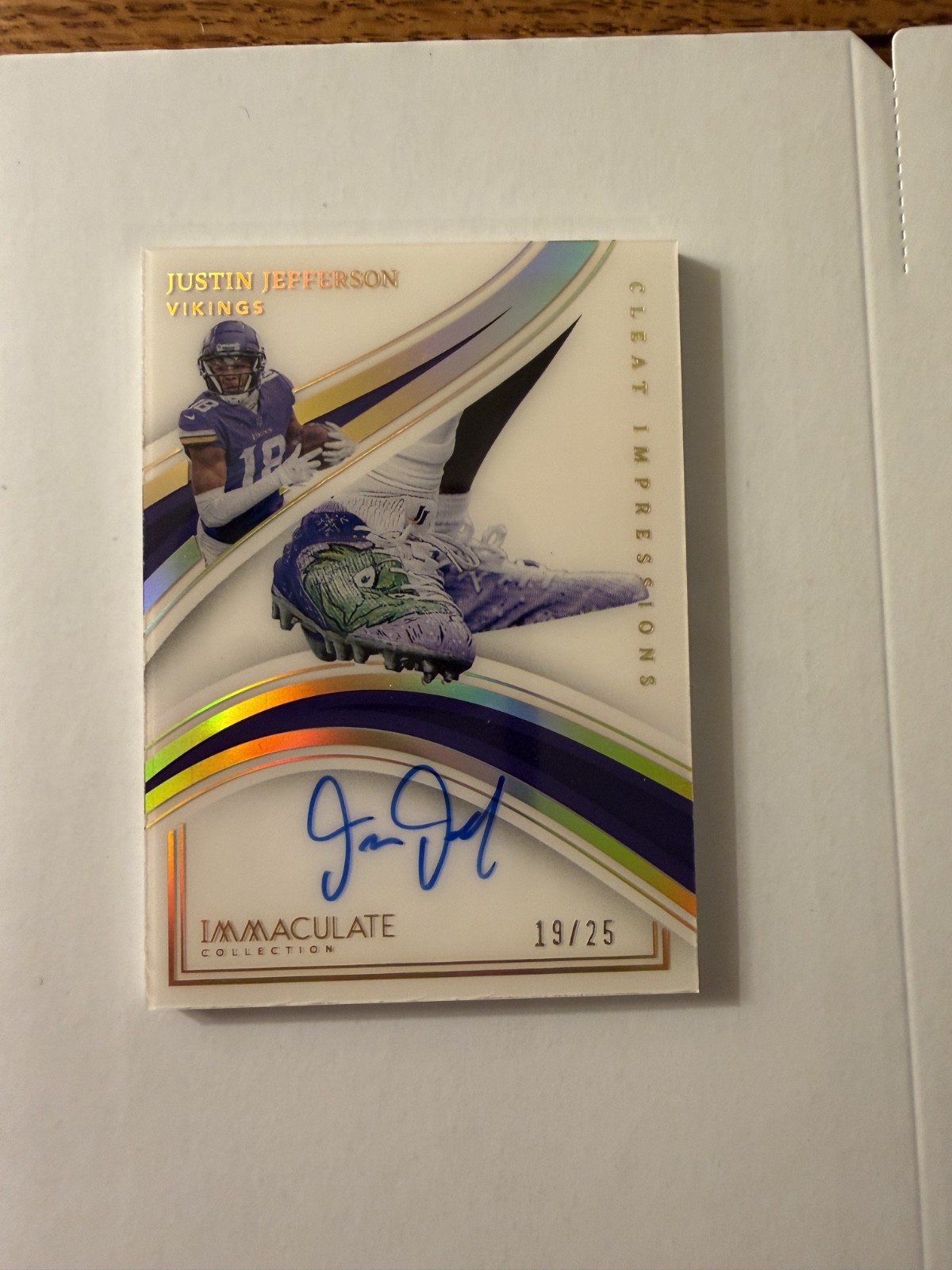 2023 Immaculate Justin Jefferson Cleat Impressions Auto /25 19/25 Vikings