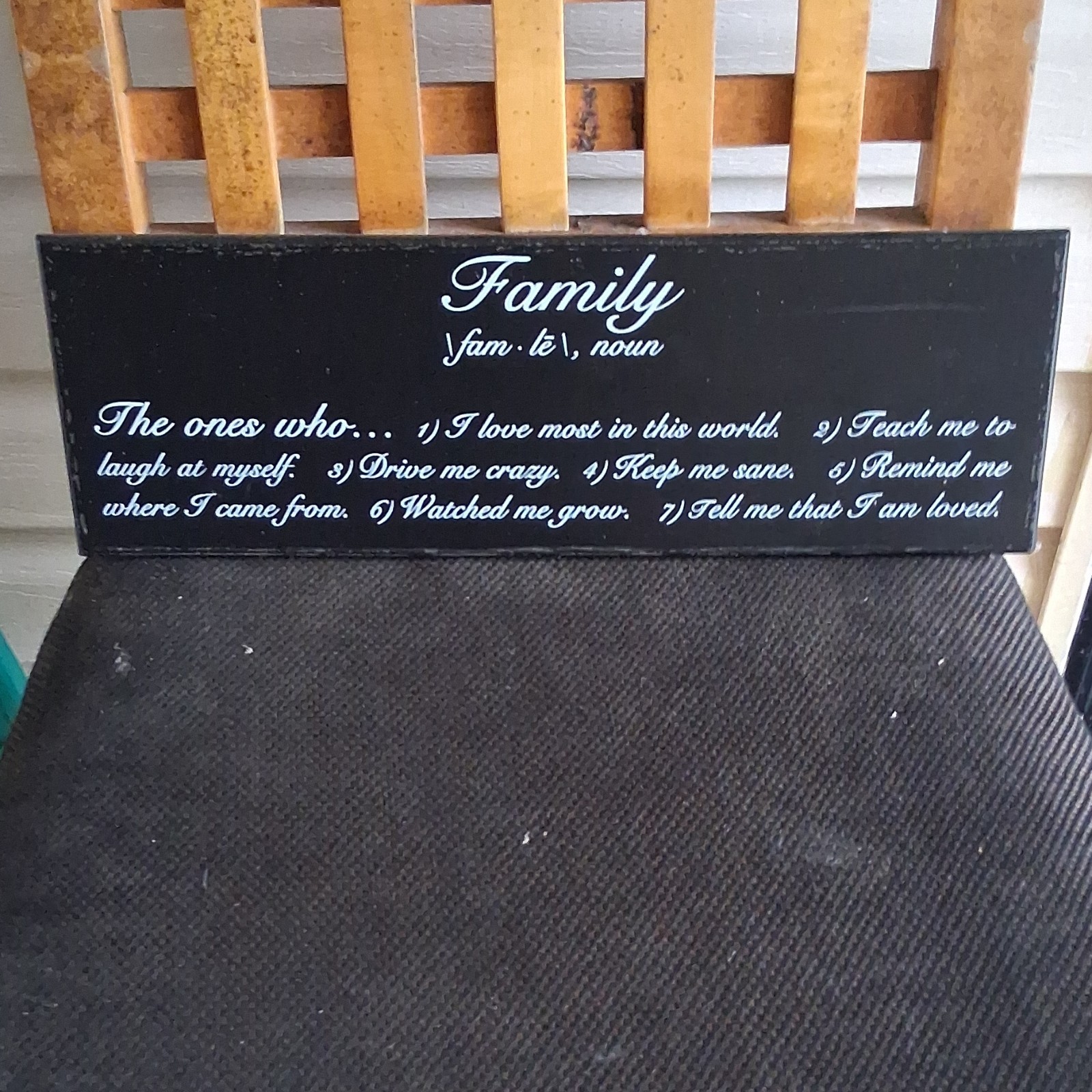 Inspirational Family Rectangle Wood Wall Plaque, Black/White Decorative Letters