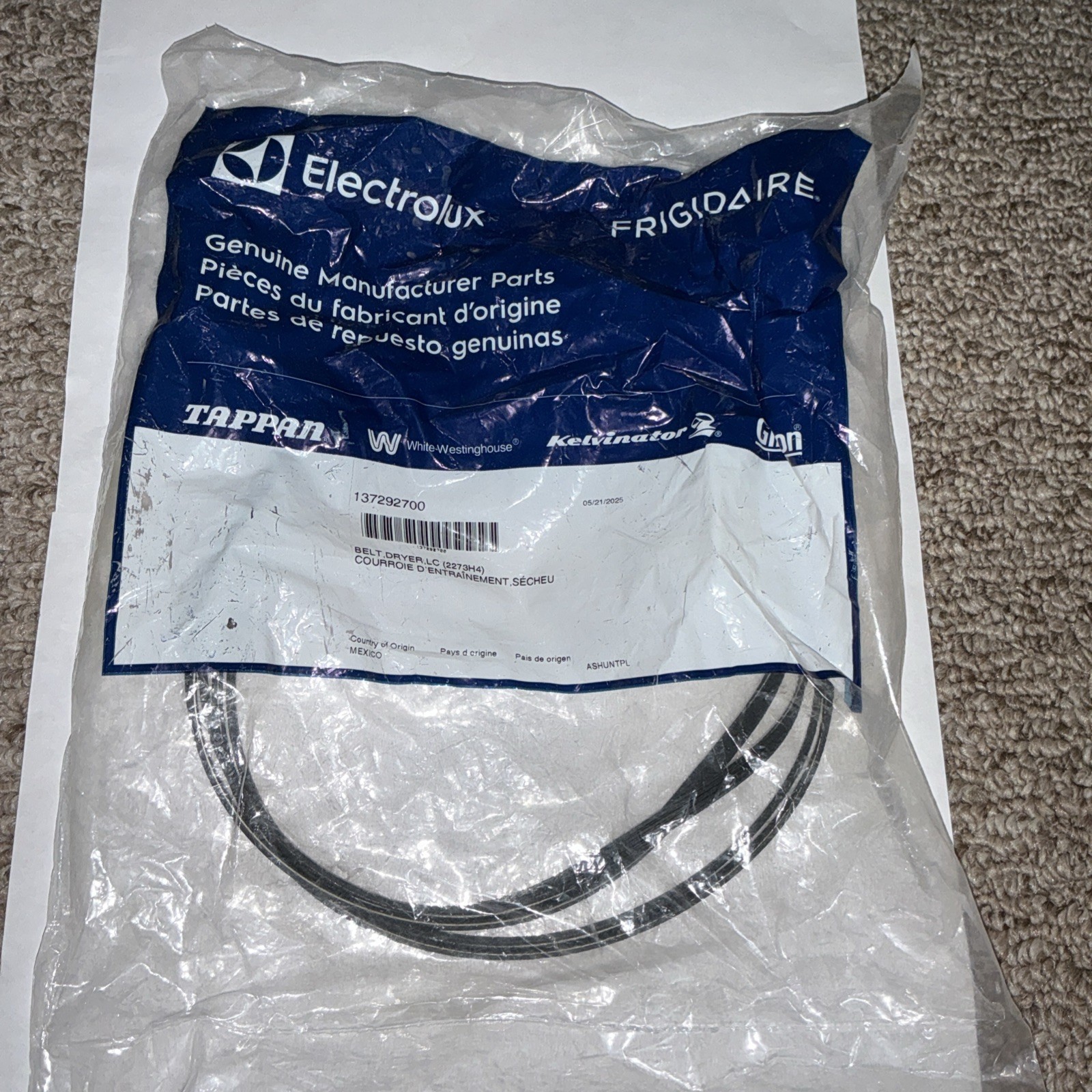 137292700 Genuine OEM Frigidaire Dryer Drum Belt